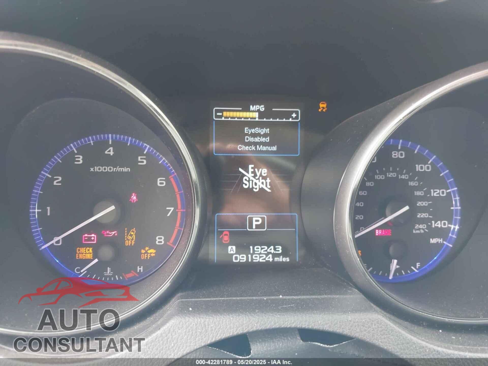 SUBARU OUTBACK 2017 - 4S4BSAHC6H3367191