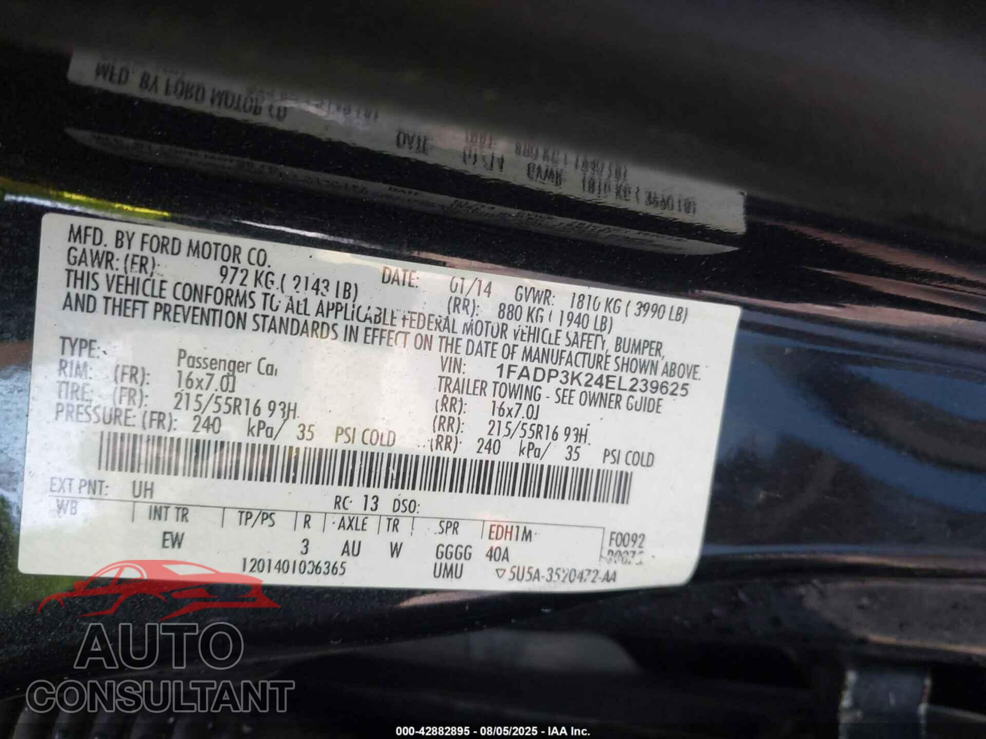 FORD FOCUS 2014 - 1FADP3K24EL239625