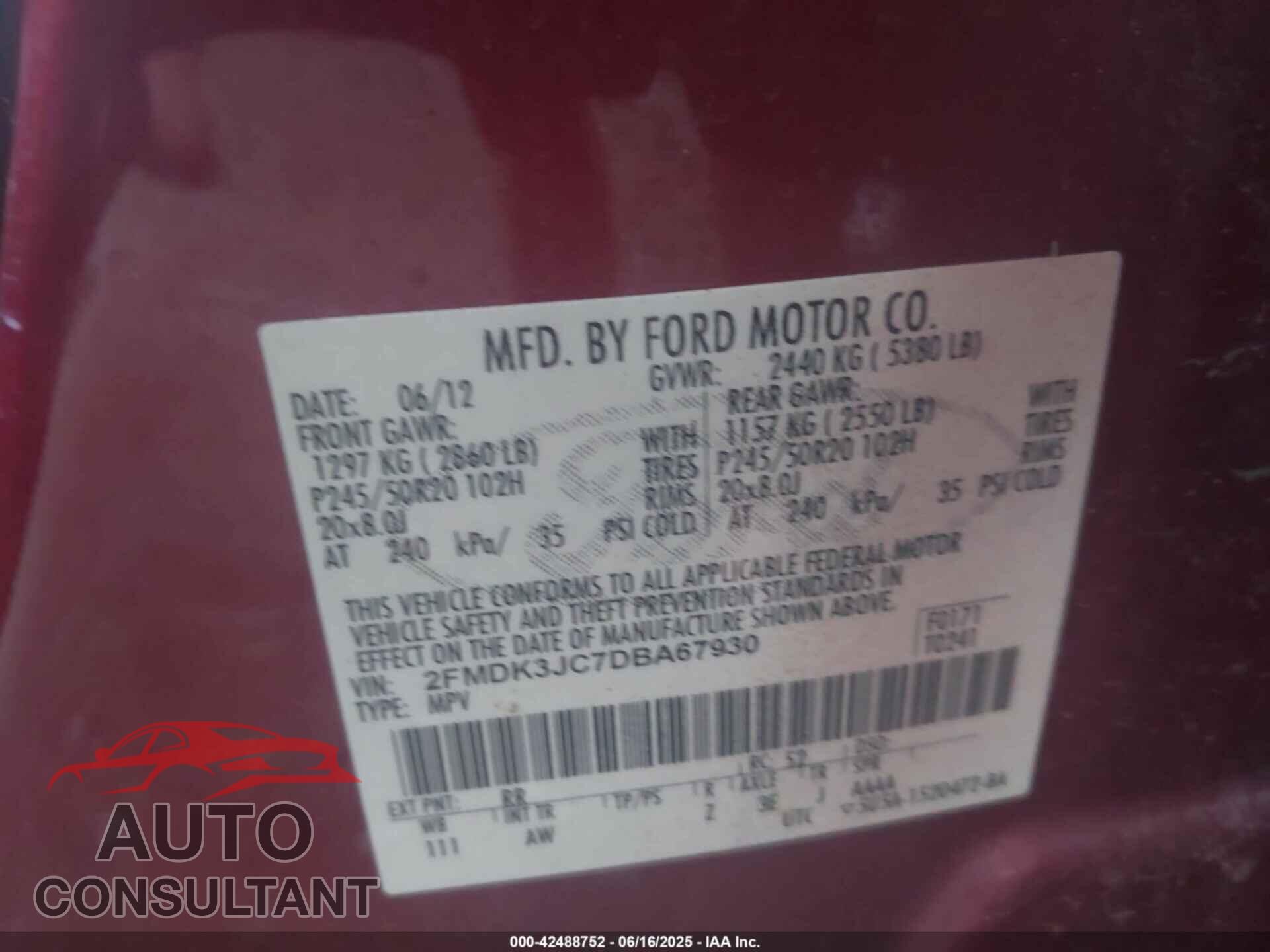 FORD EDGE 2013 - 2FMDK3JC7DBA67930