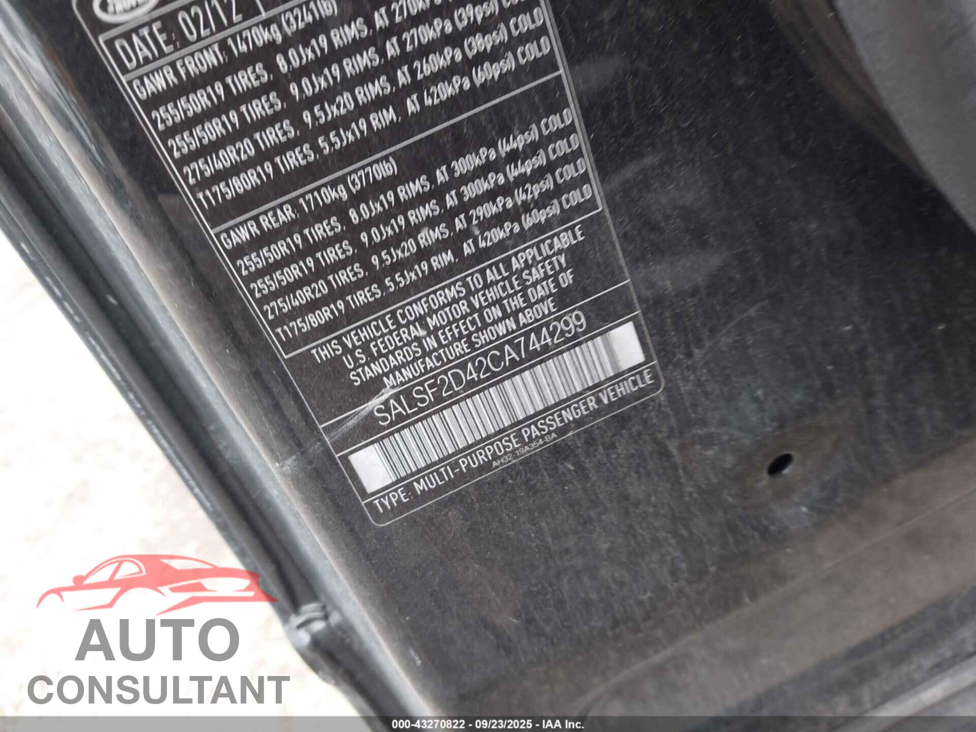LAND ROVER RANGE ROVER SPORT 2012 - SALSF2D42CA744299