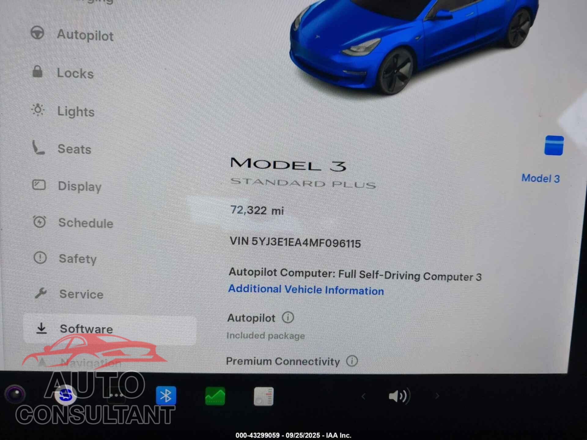 TESLA MODEL 3 2021 - 5YJ3E1EA4MF096115