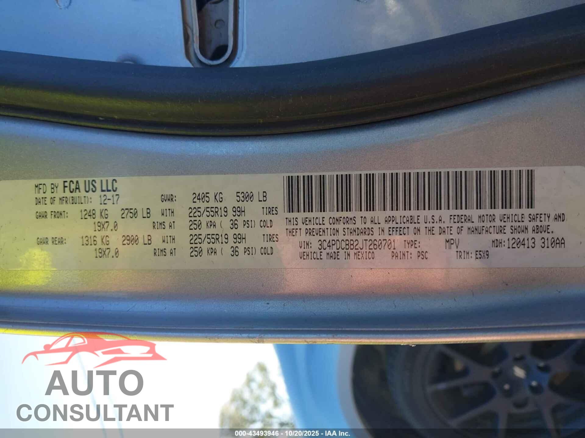 DODGE JOURNEY 2018 - 3C4PDCBB2JT260701