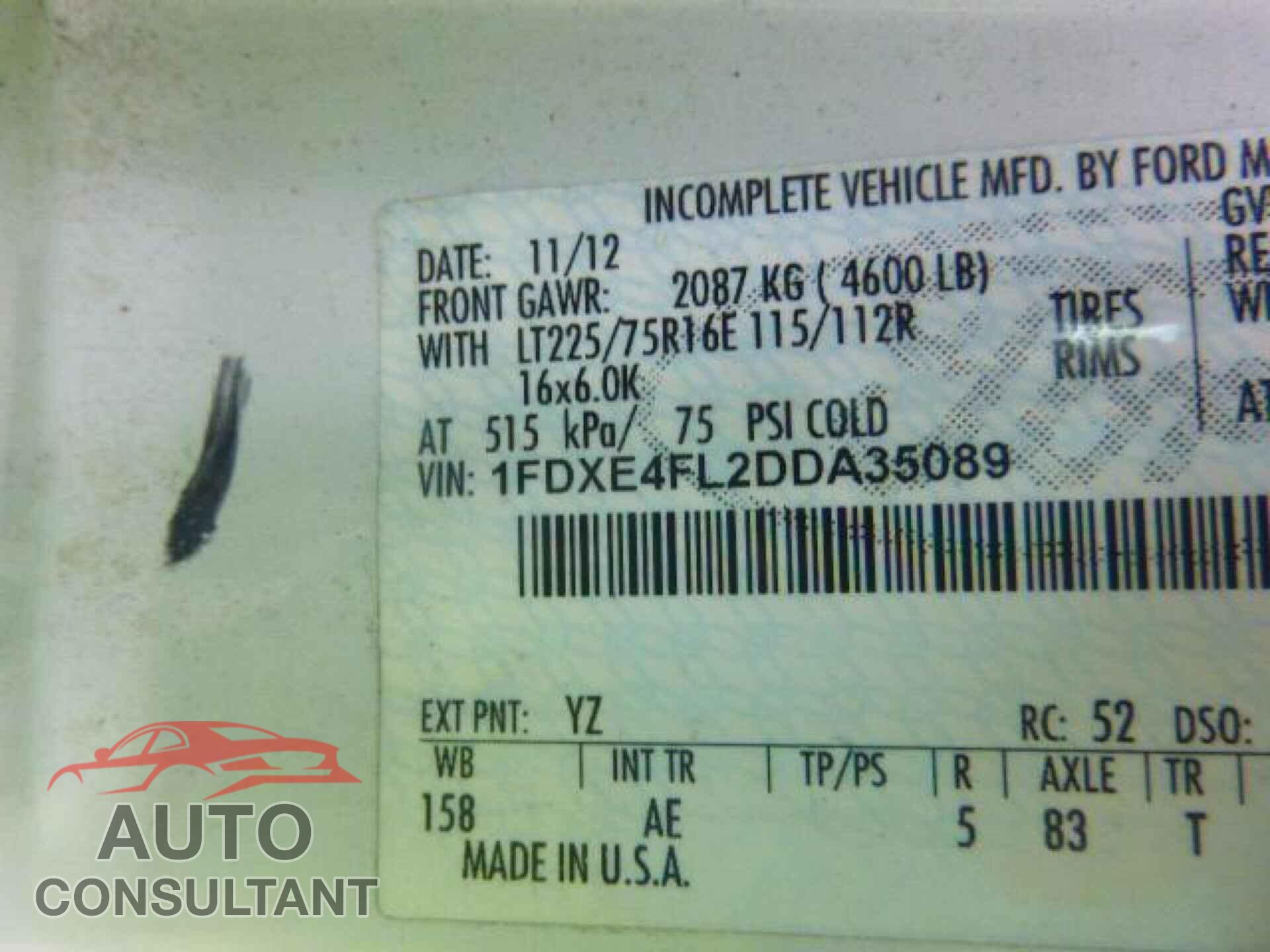 FORD ECONOLINE 2013 - 1FDXE4FL2DDA35089