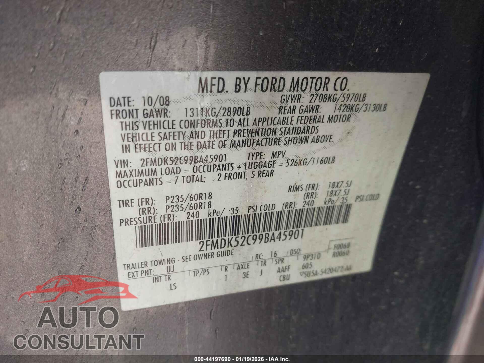 FORD FLEX 2009 - 2FMDK52C99BA45901