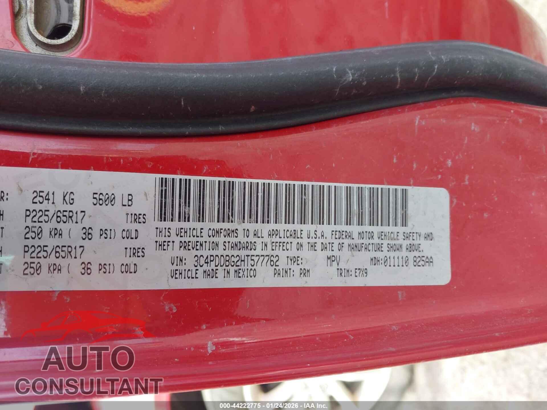 DODGE JOURNEY 2017 - 3C4PDDBG2HT577762