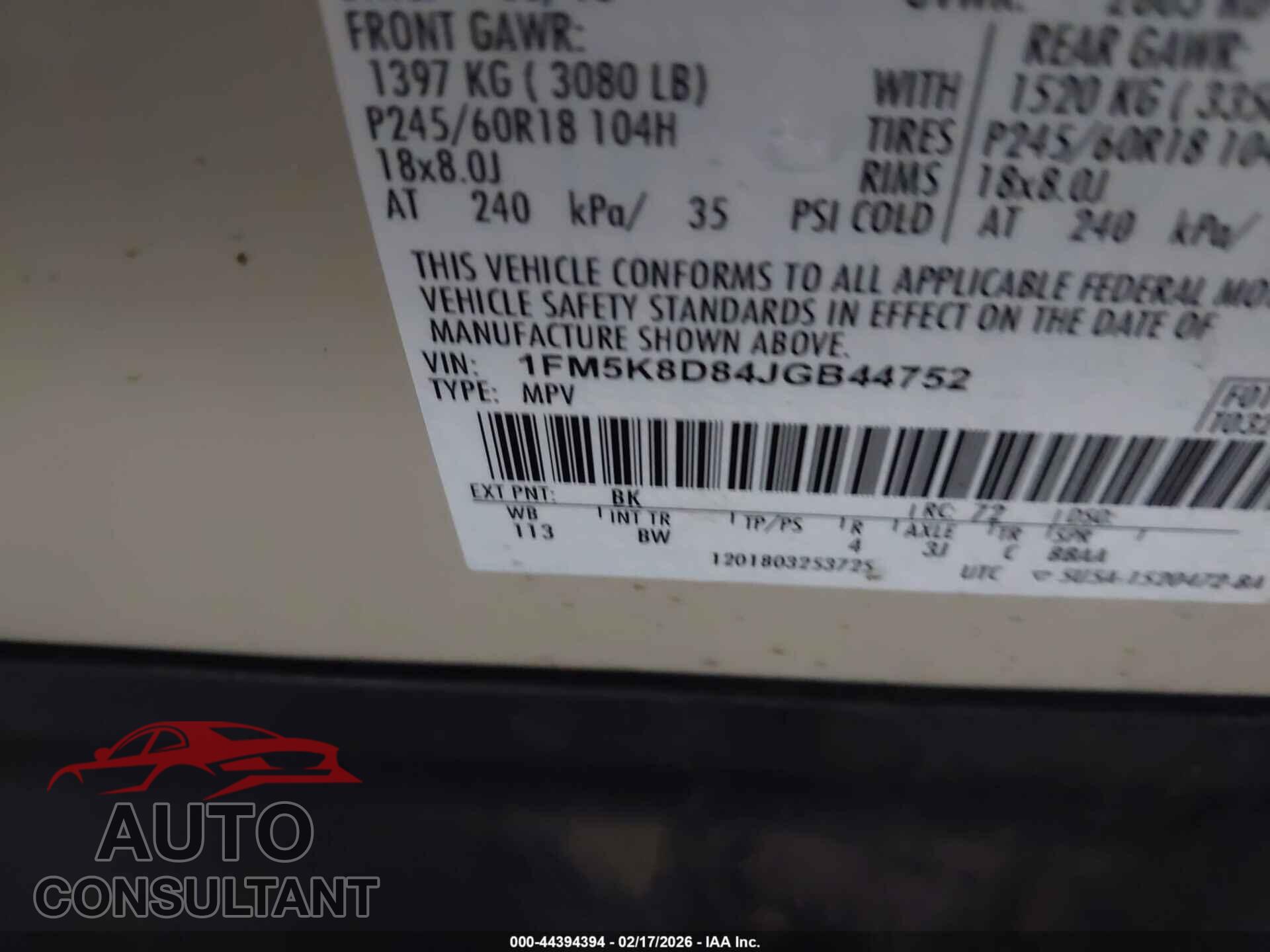 FORD EXPLORER 2018 - 1FM5K8D84JGB44752