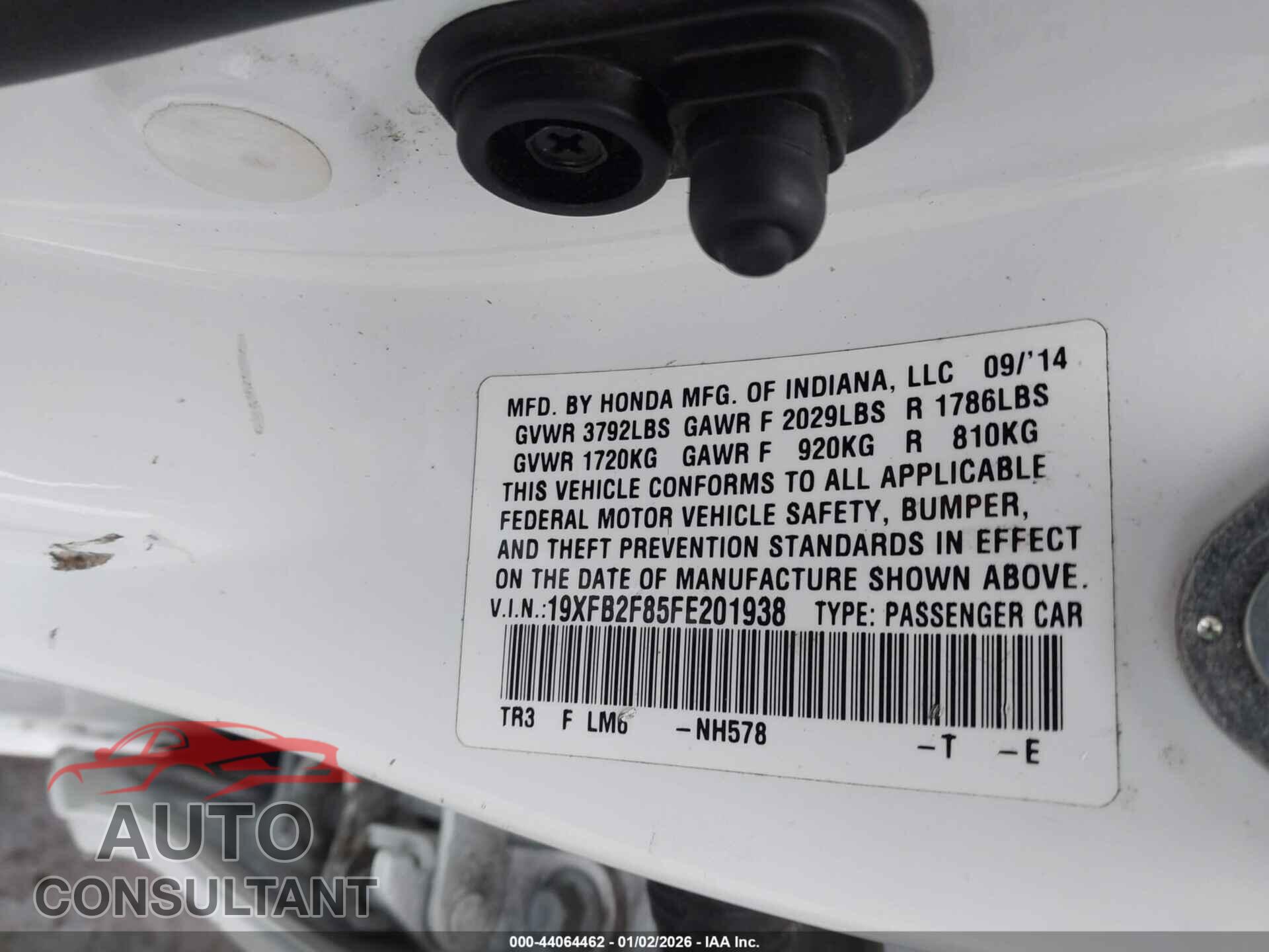 HONDA CIVIC 2015 - 19XFB2F85FE201938