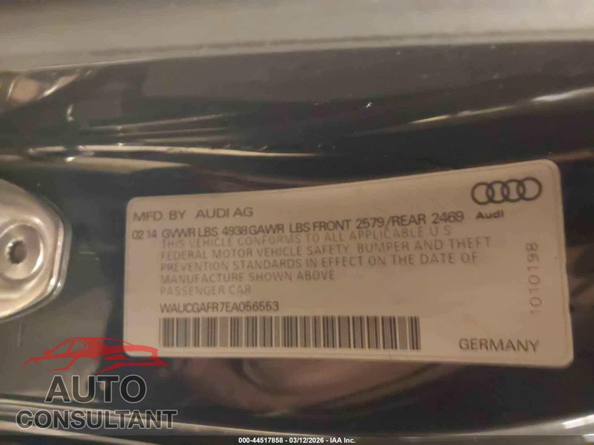 AUDI S5 2014 - WAUCGAFR7EA056553