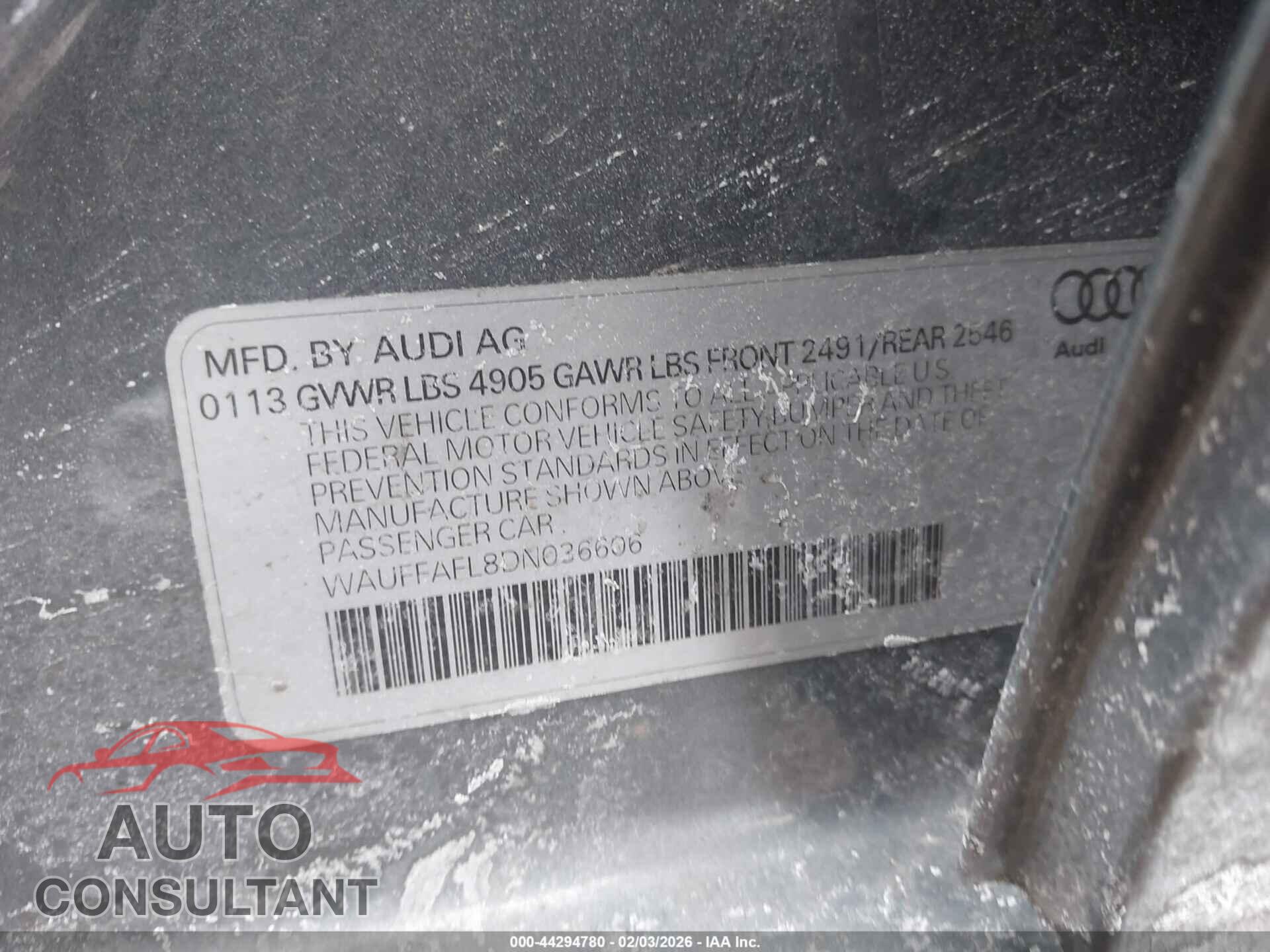 AUDI A4 2013 - WAUFFAFL8DN036606
