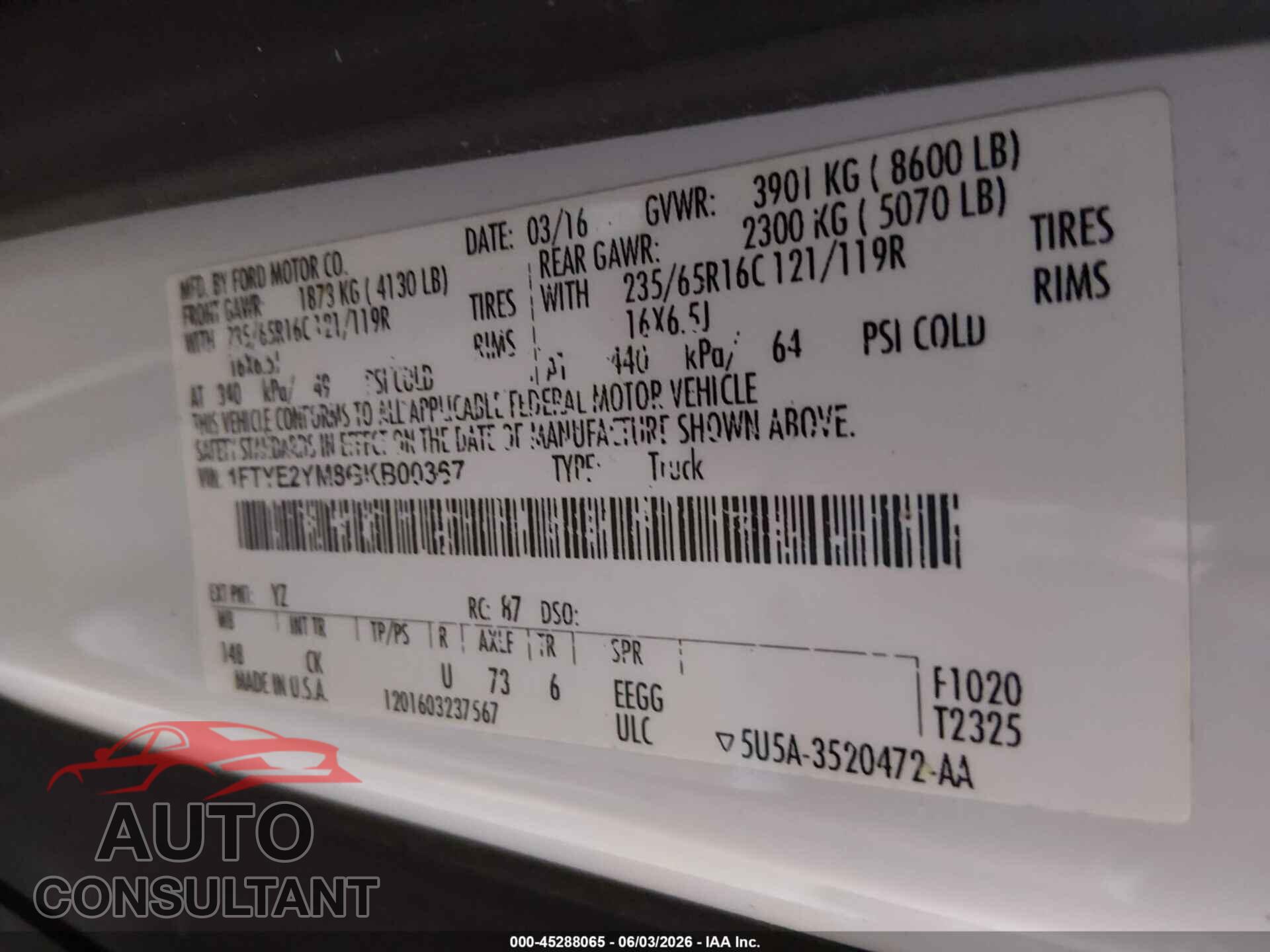 FORD TRANSIT-150 2016 - 1FTYE2YM8GKB00367