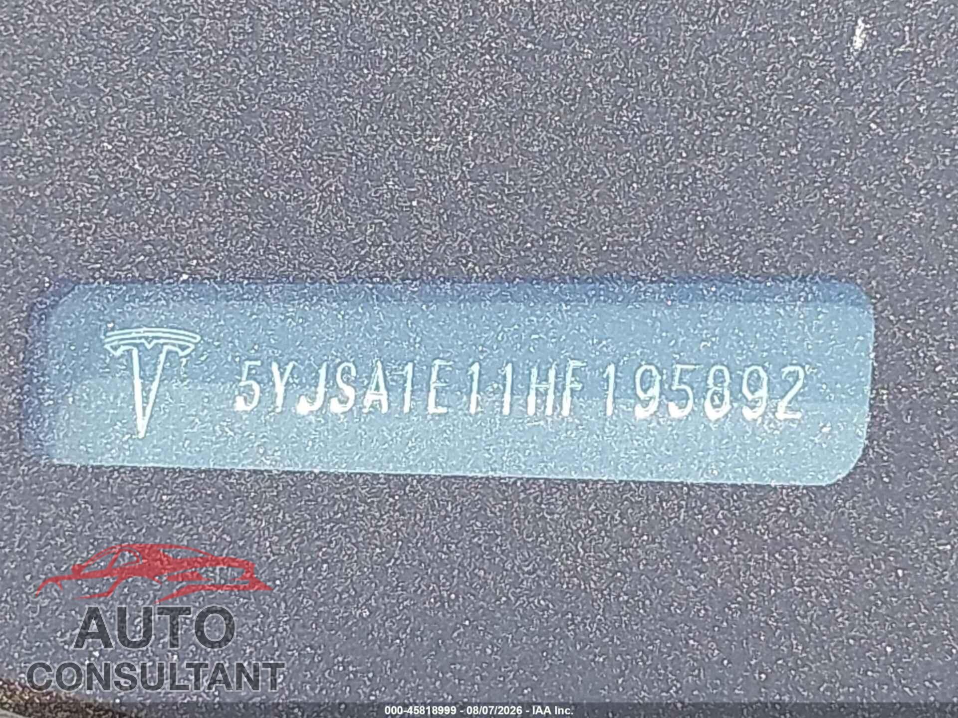 TESLA MODEL S 2017 - 5YJSA1E11HF195892