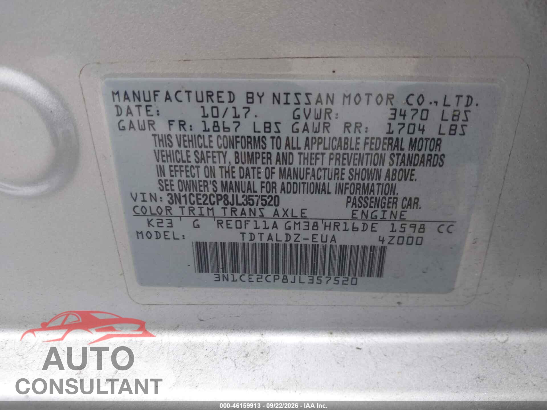 NISSAN VERSA NOTE 2018 - 3N1CE2CP8JL357520
