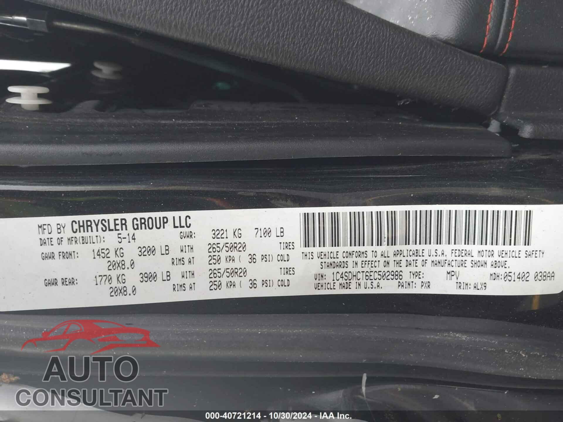 DODGE DURANGO 2014 - 1C4SDHCT6EC502986