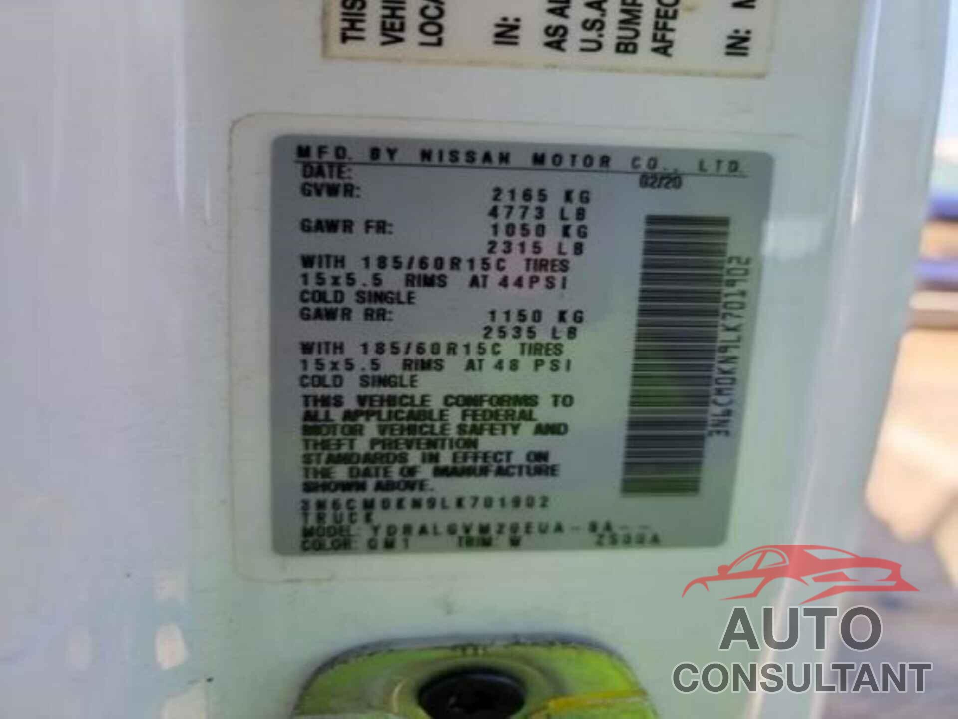 NISSAN NV200 2020 - 3N6CM0KN9LK701902