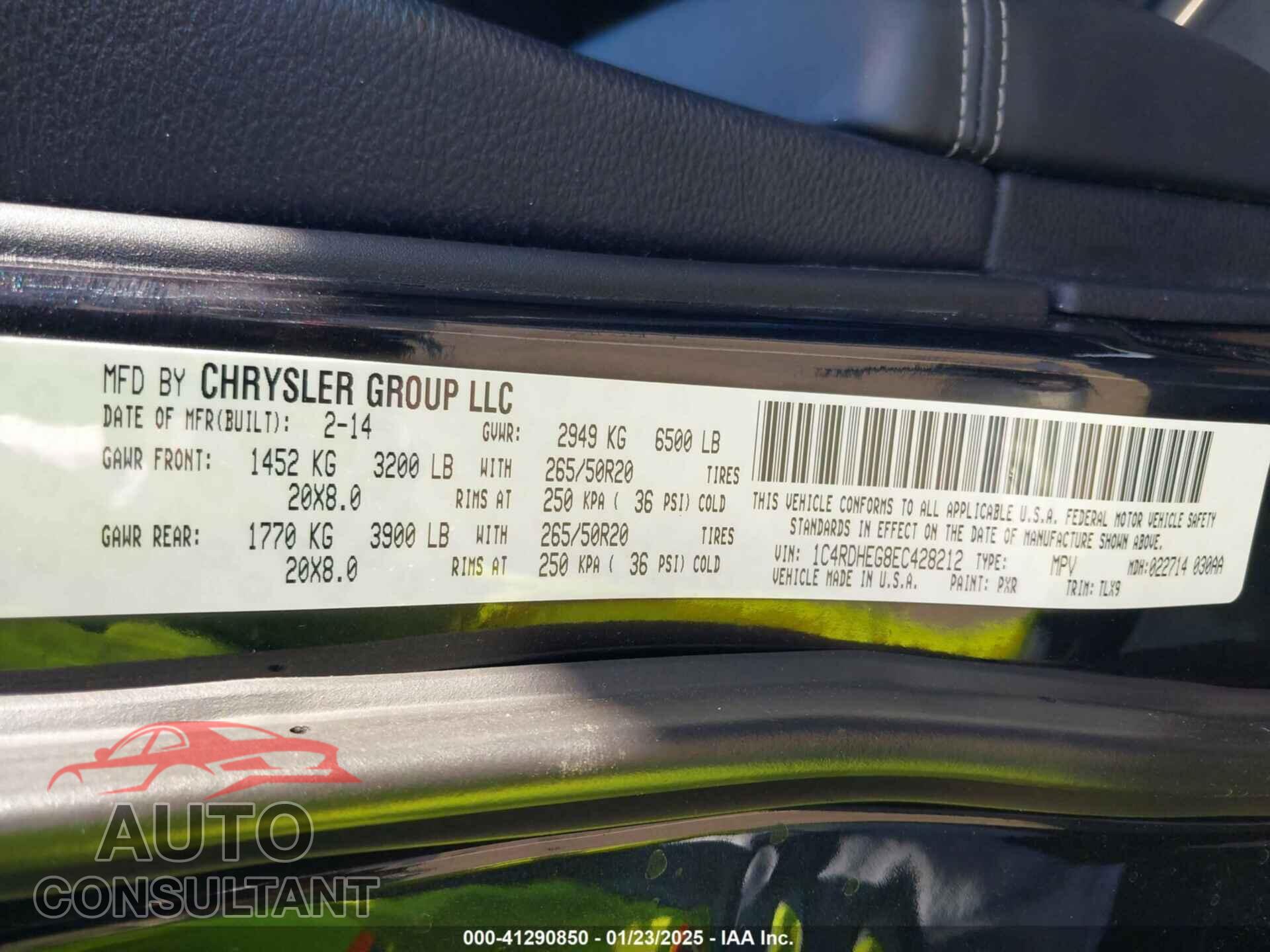 DODGE DURANGO 2014 - 1C4RDHEG8EC428212