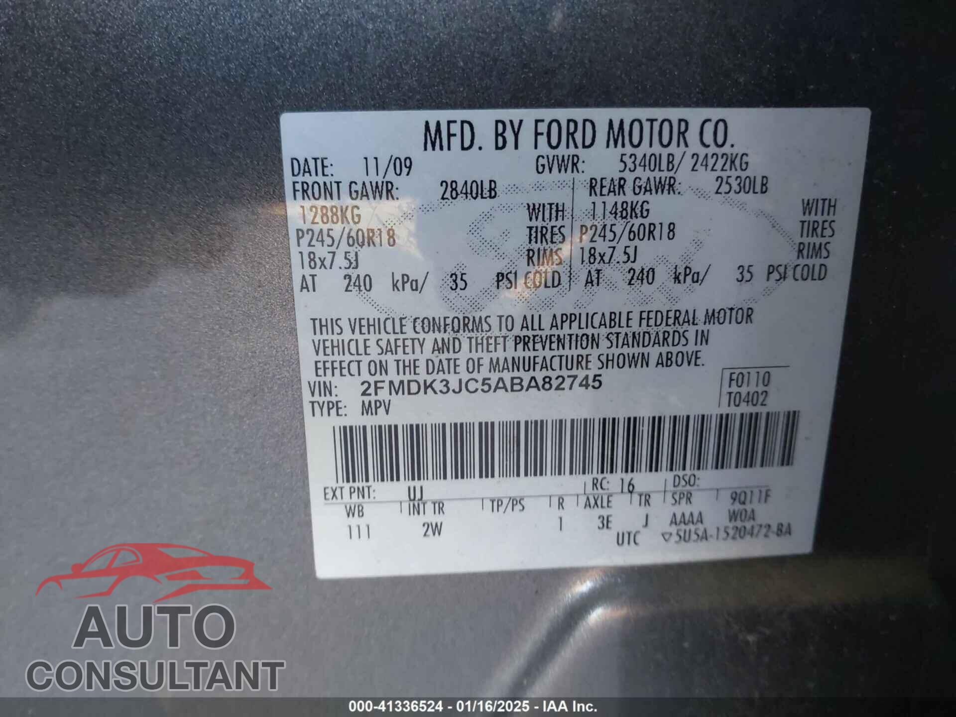 FORD EDGE 2010 - 2FMDK3JC5ABA82745