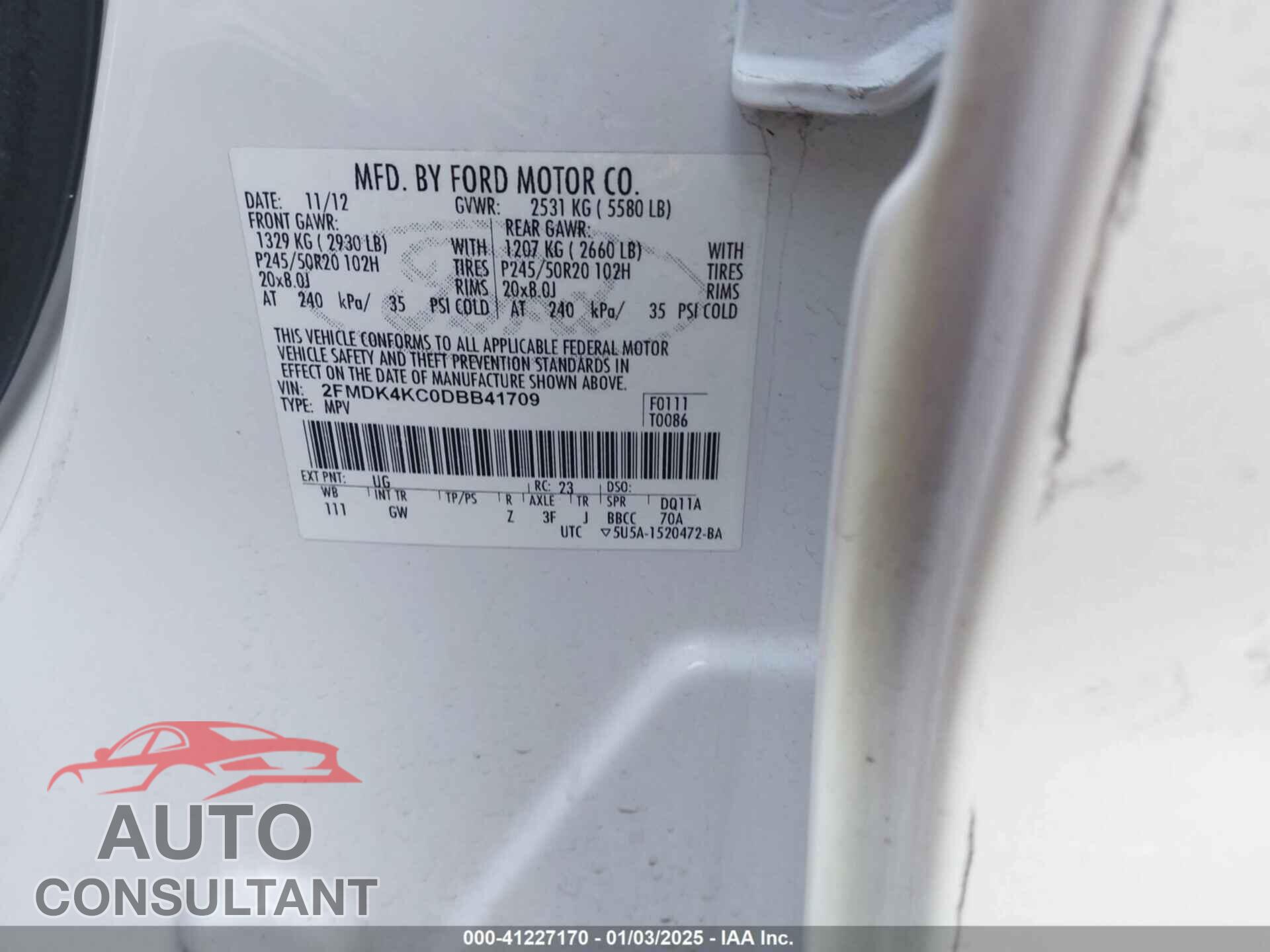 FORD EDGE 2013 - 2FMDK4KC0DBB41709
