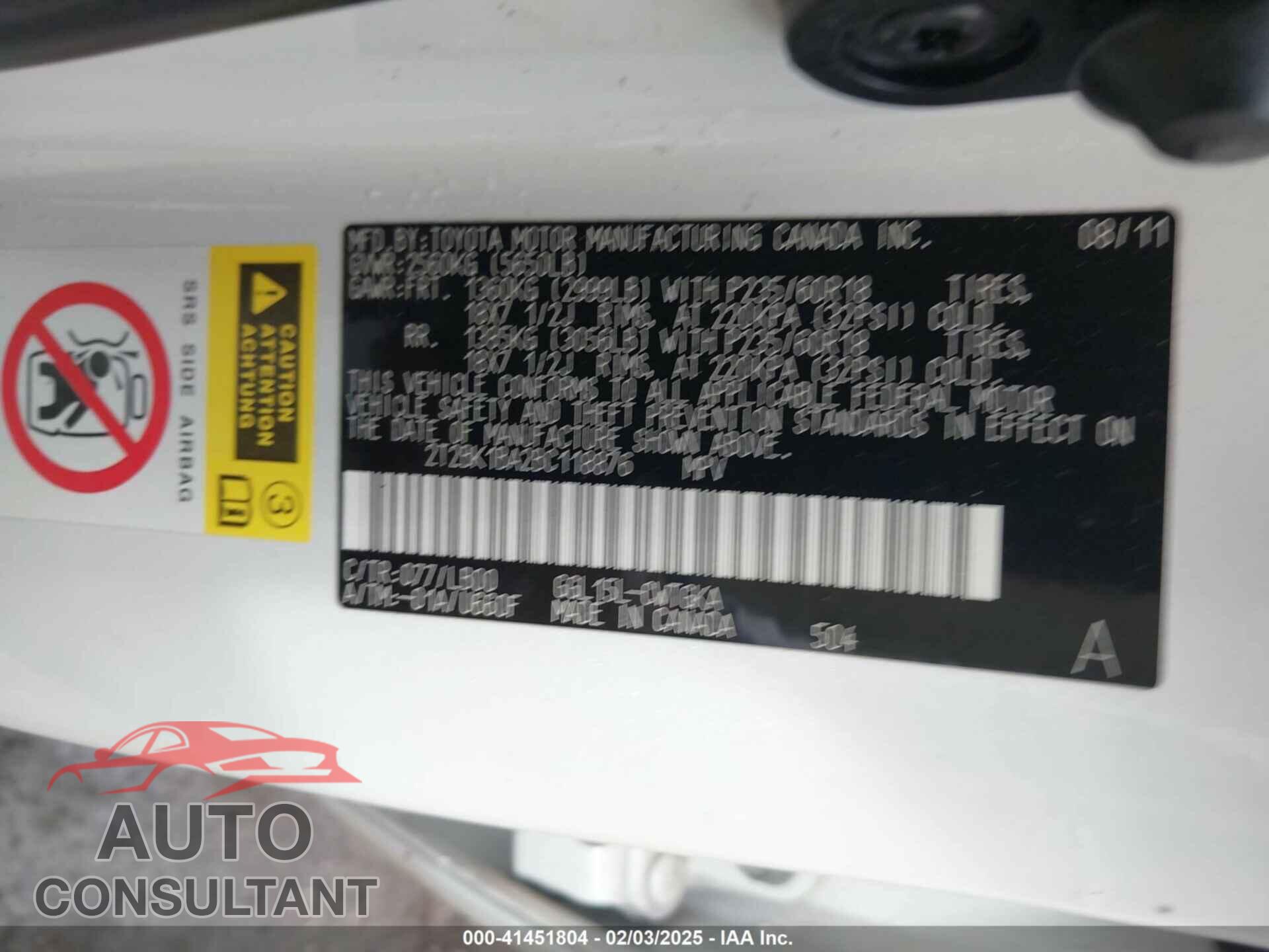 LEXUS RX 350 2011 - 2T2BK1BA2BC118876