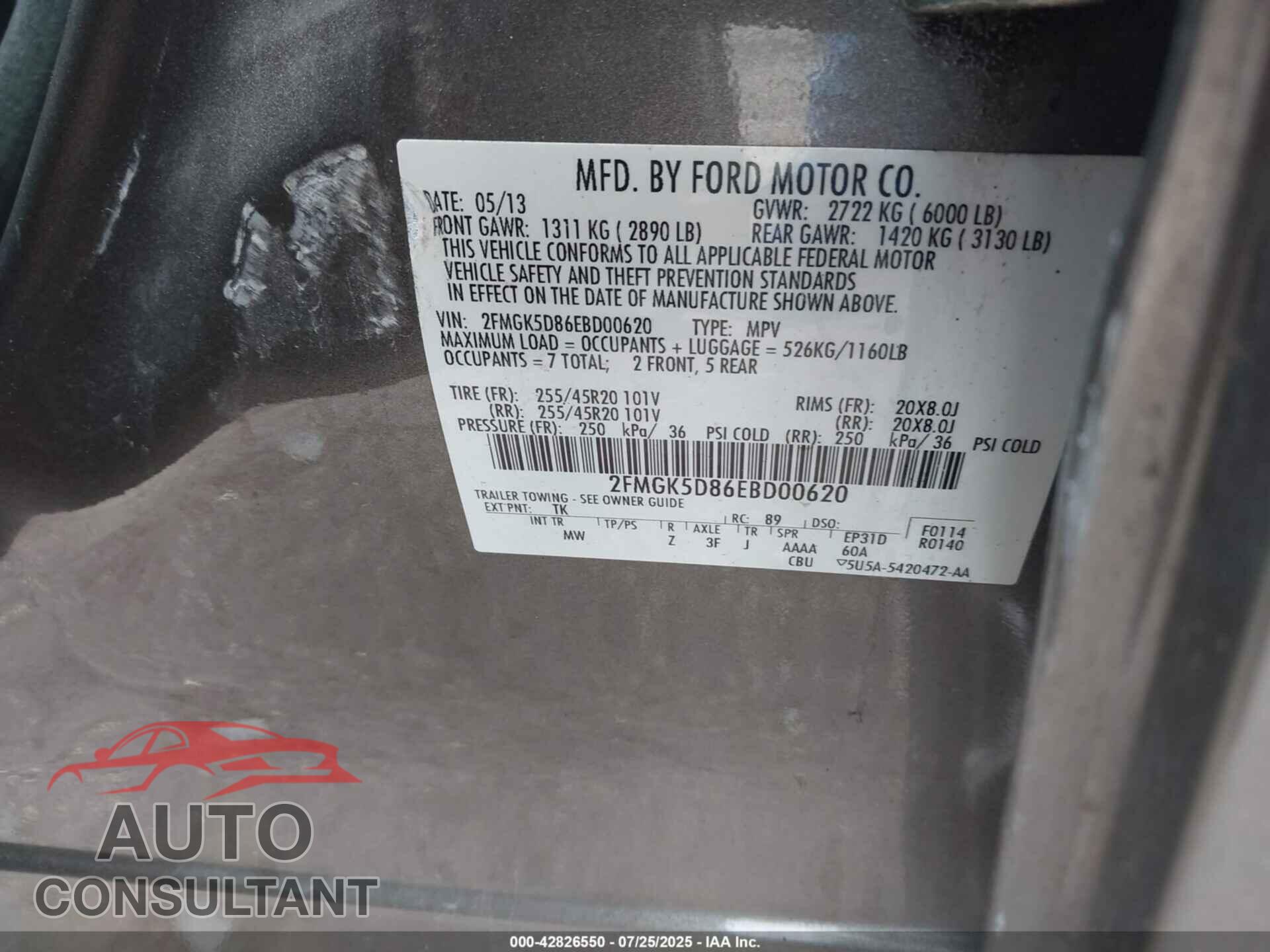 FORD FLEX 2014 - 2FMGK5D86EBD00620
