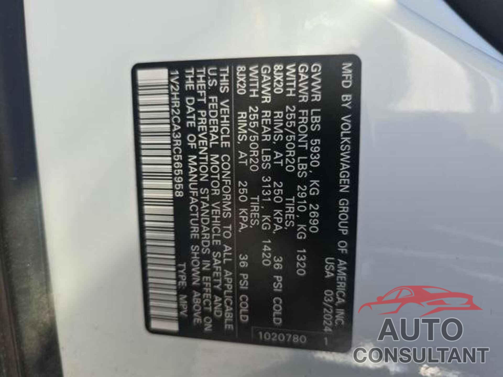 VOLKSWAGEN ATLAS 2024 - 1V2HR2CA3RC565958