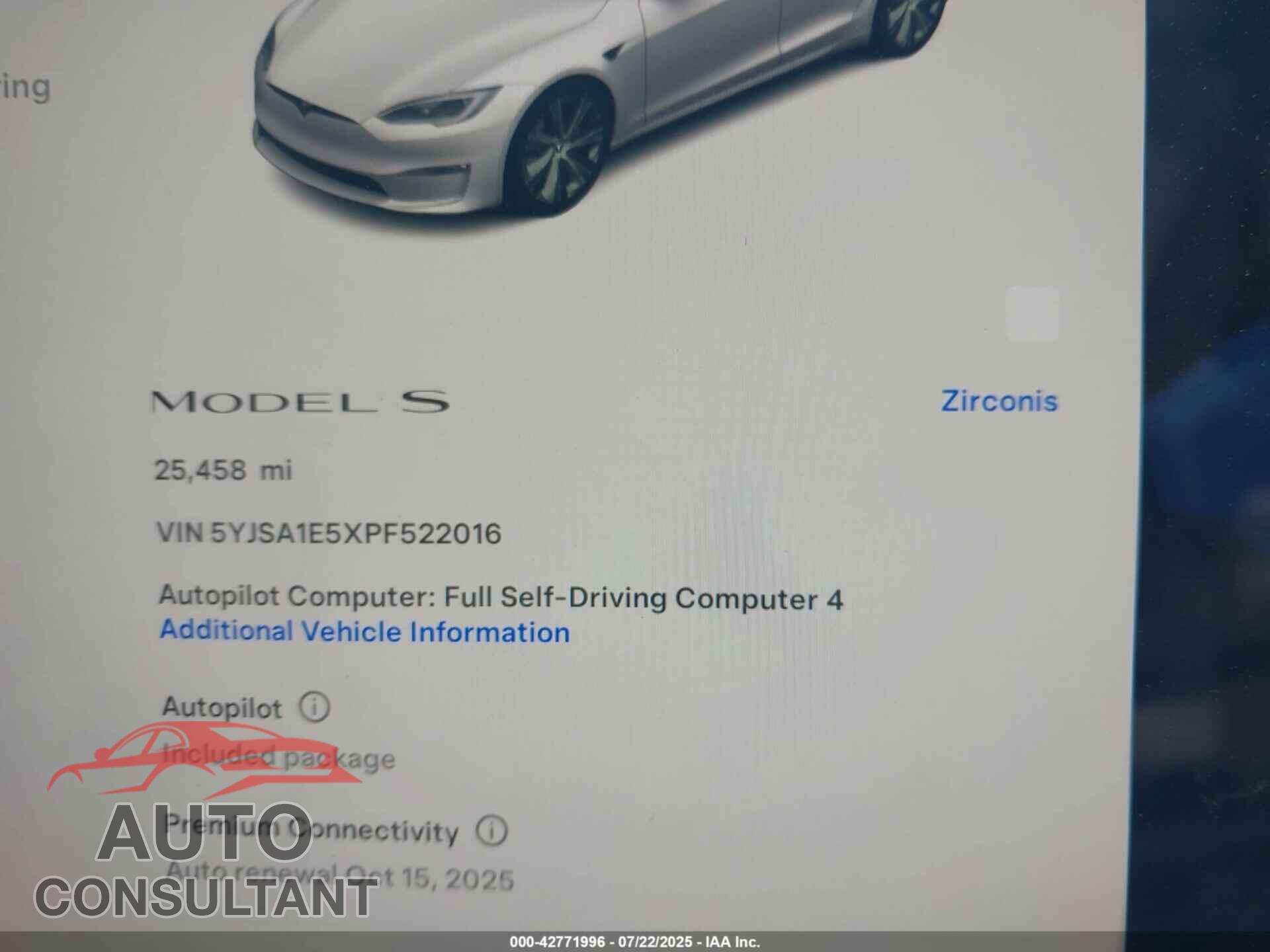 TESLA MODEL S 2023 - 5YJSA1E5XPF522016