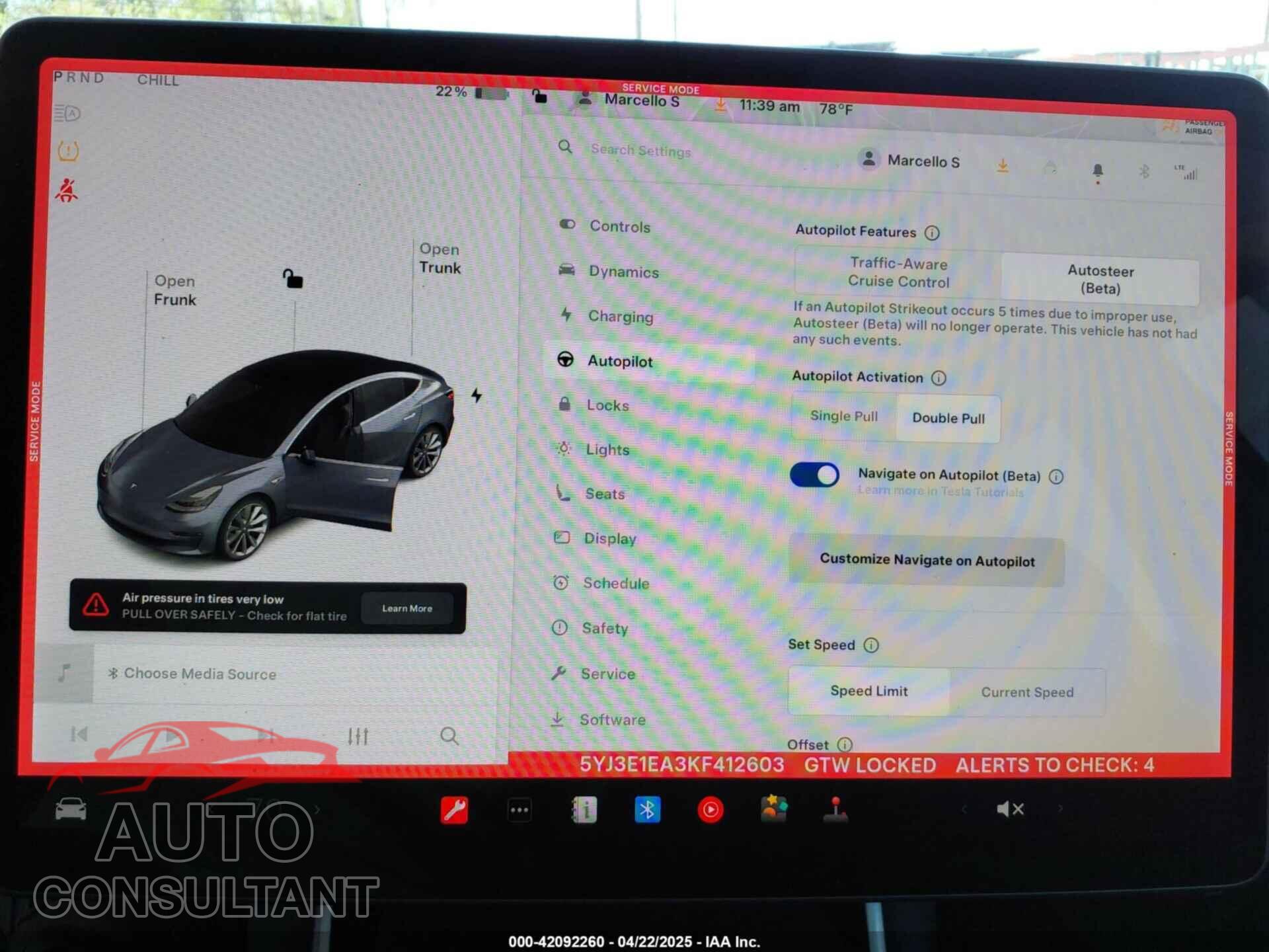 TESLA MODEL 3 2019 - 5YJ3E1EA3KF412603