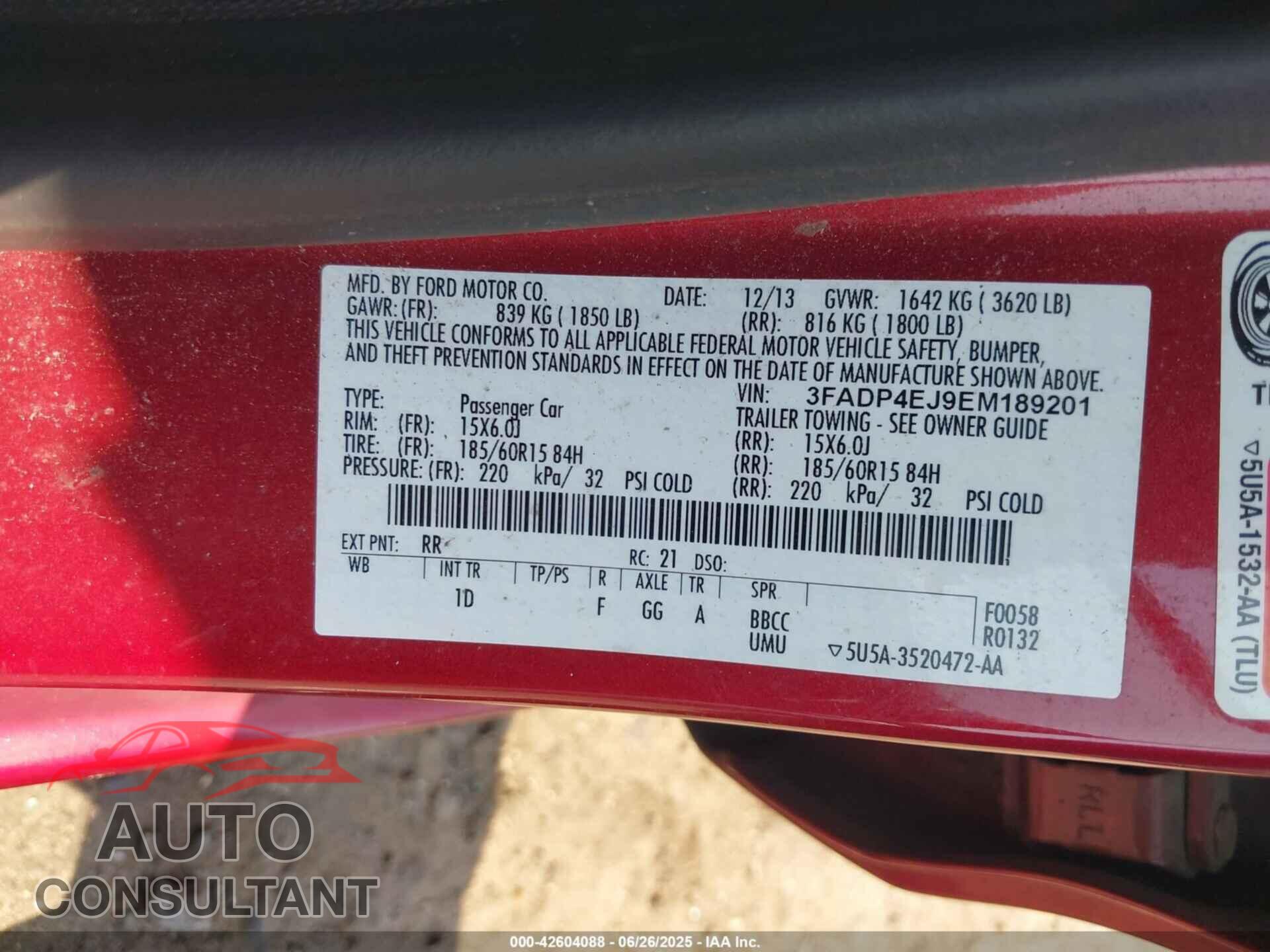 FORD FIESTA 2014 - 3FADP4EJ9EM189201