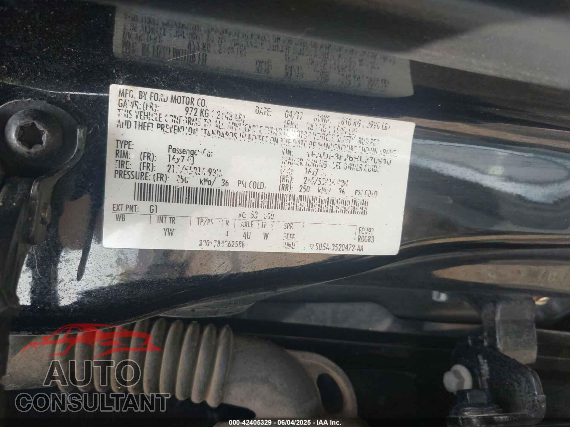 FORD FOCUS 2017 - 1FADP3F26HL270910