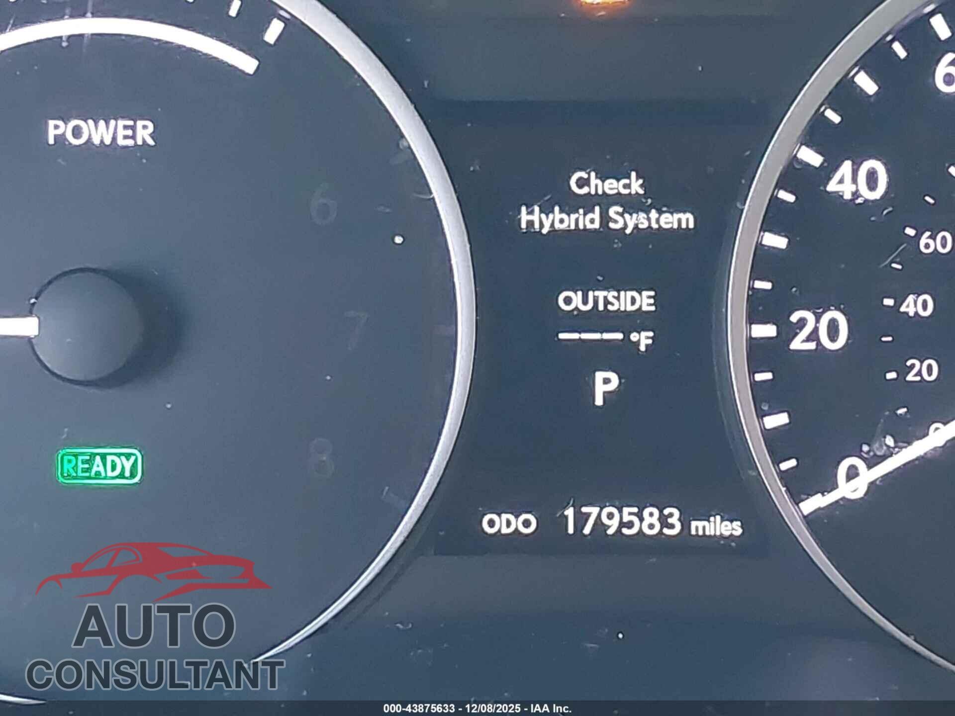 LEXUS ES 300H 2013 - JTHBW1GG7D2024904