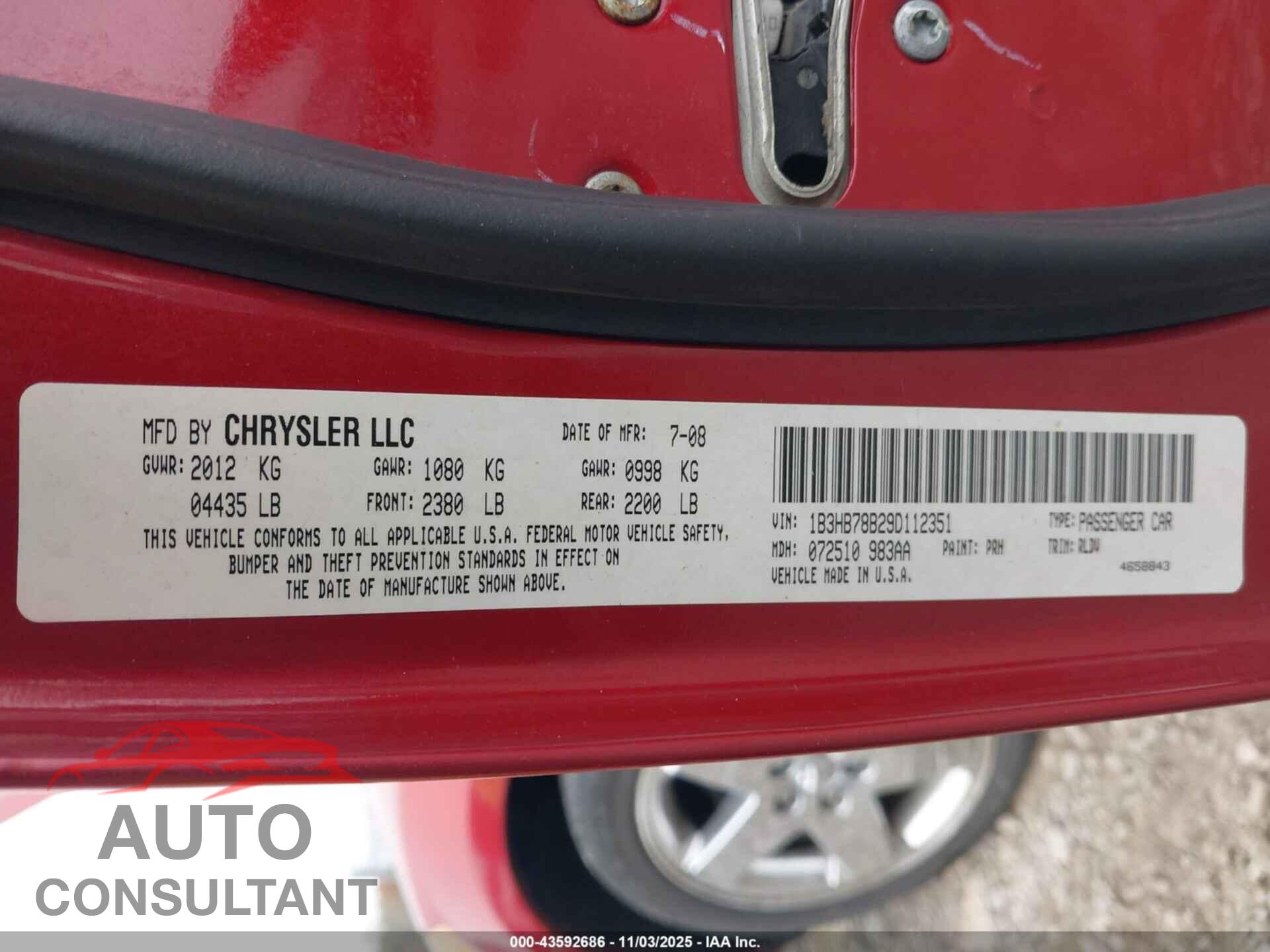 DODGE CALIBER 2009 - 1B3HB78B29D112351