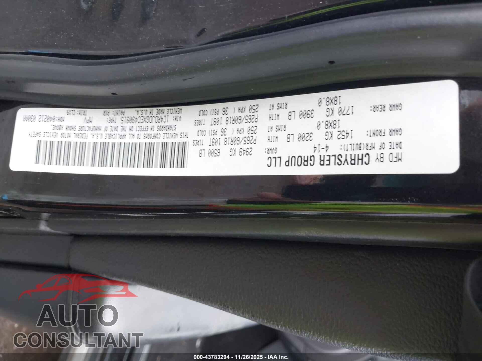 DODGE DURANGO 2014 - 1C4RDJDGXEC490915