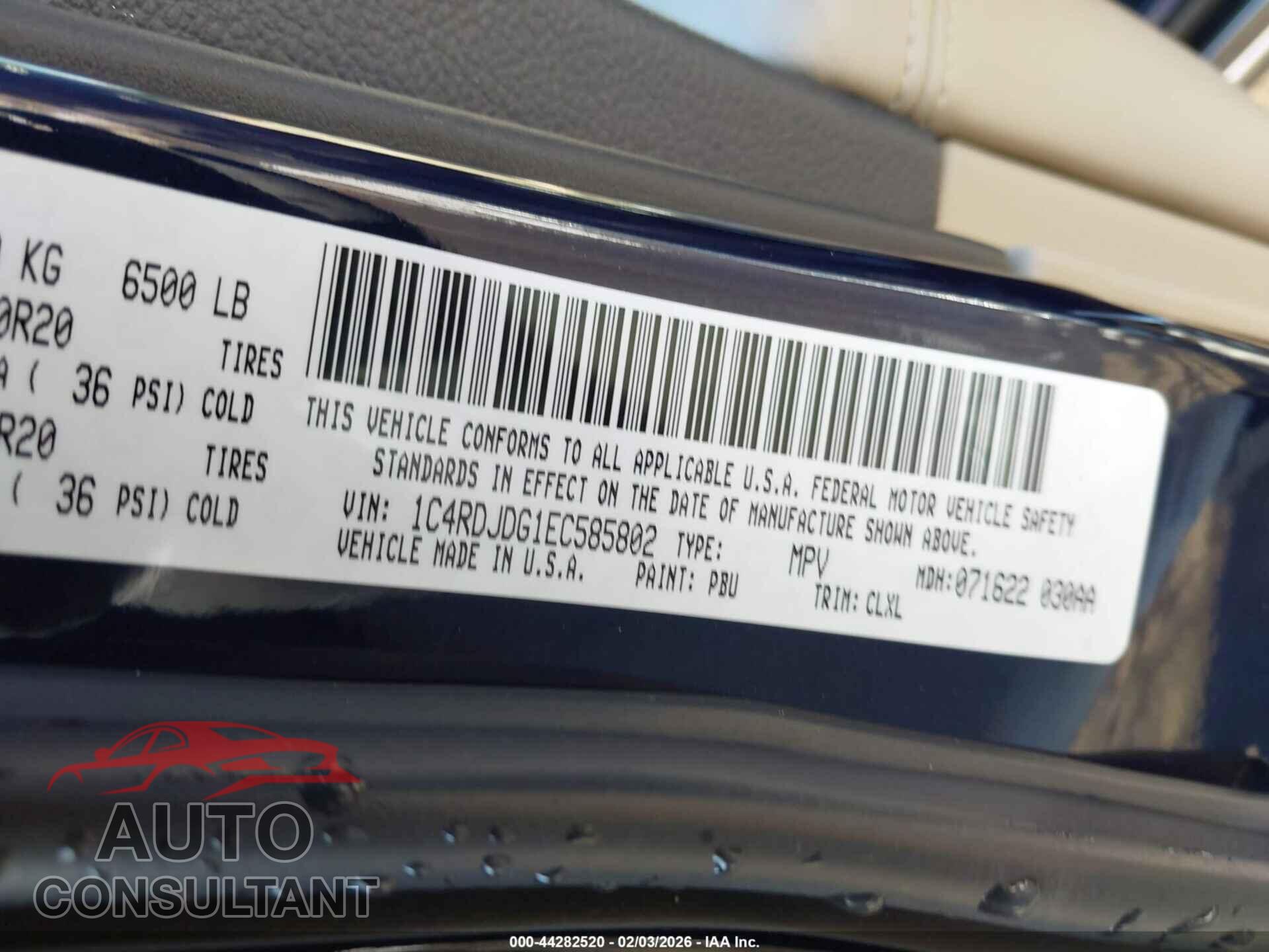 DODGE DURANGO 2014 - 1C4RDJDG1EC585802