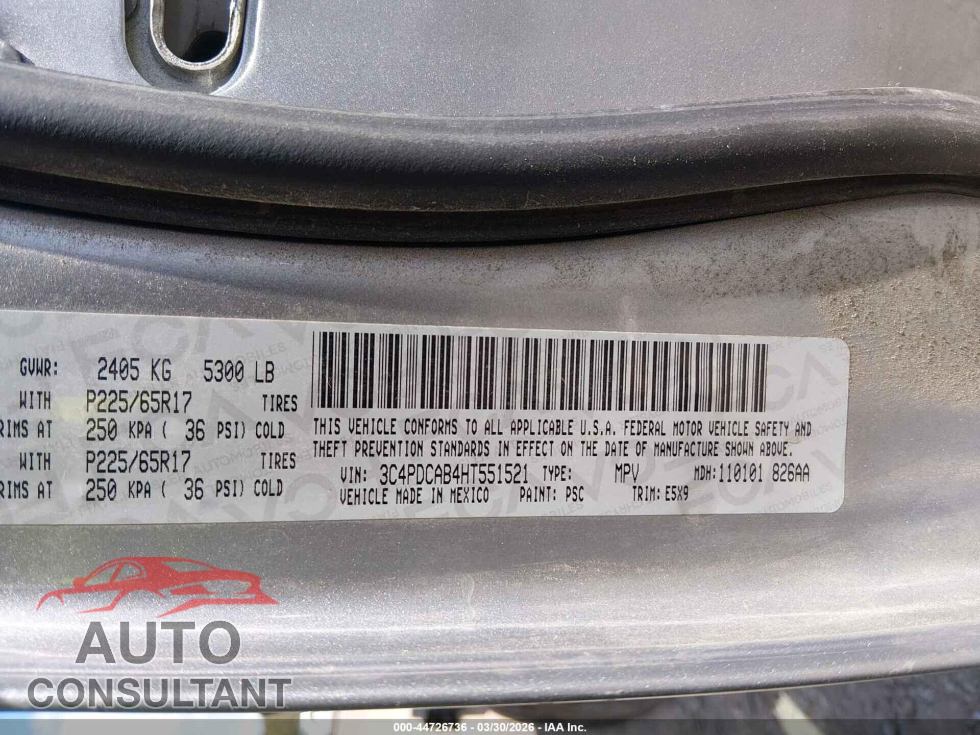 DODGE JOURNEY 2017 - 3C4PDCAB4HT551521