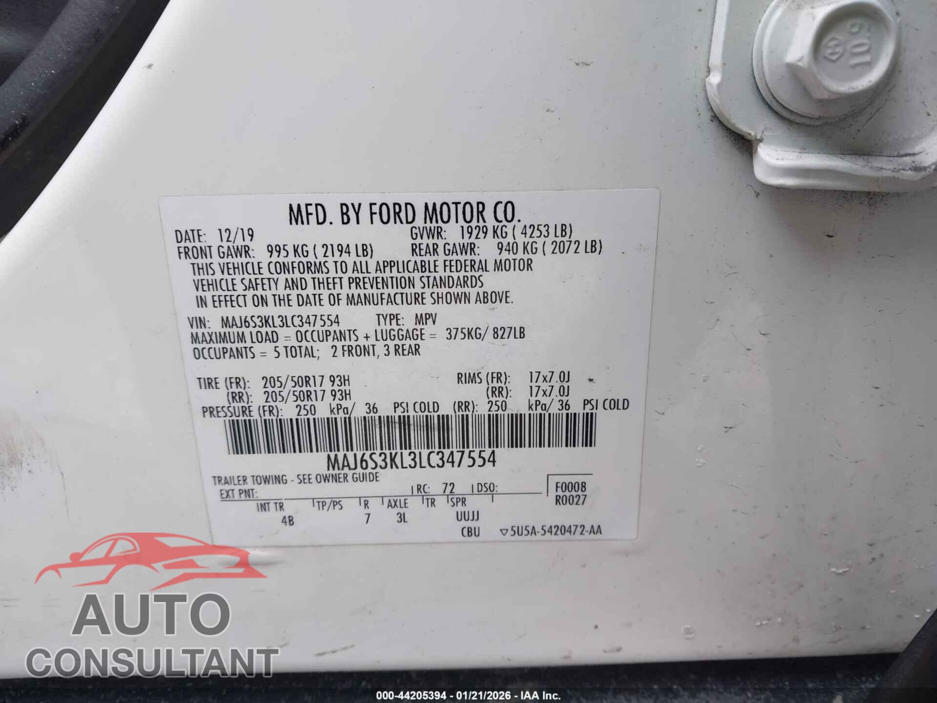 FORD ECOSPORT 2020 - MAJ6S3KL3LC347554