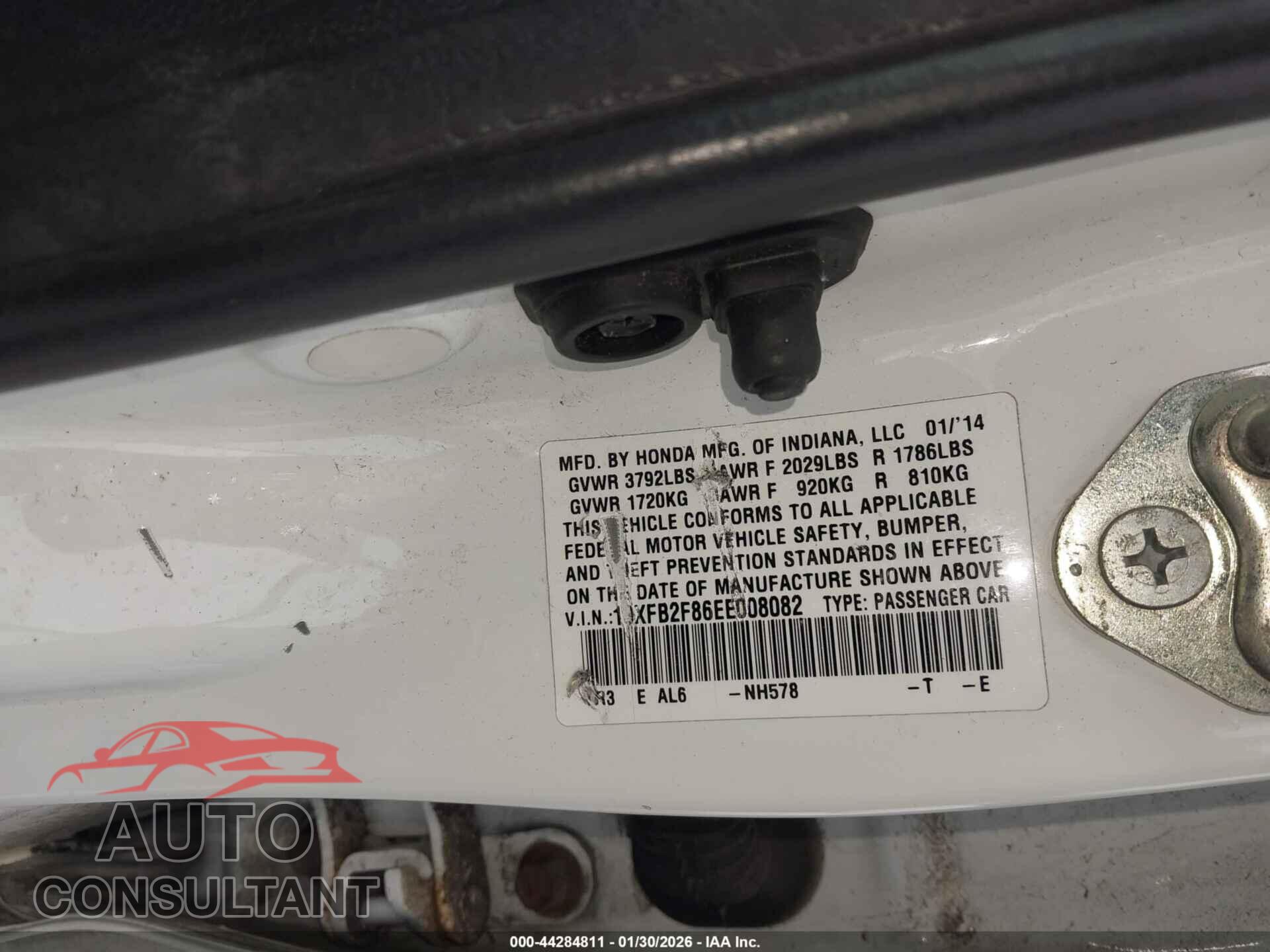 HONDA CIVIC 2014 - 19XFB2F86EE008082