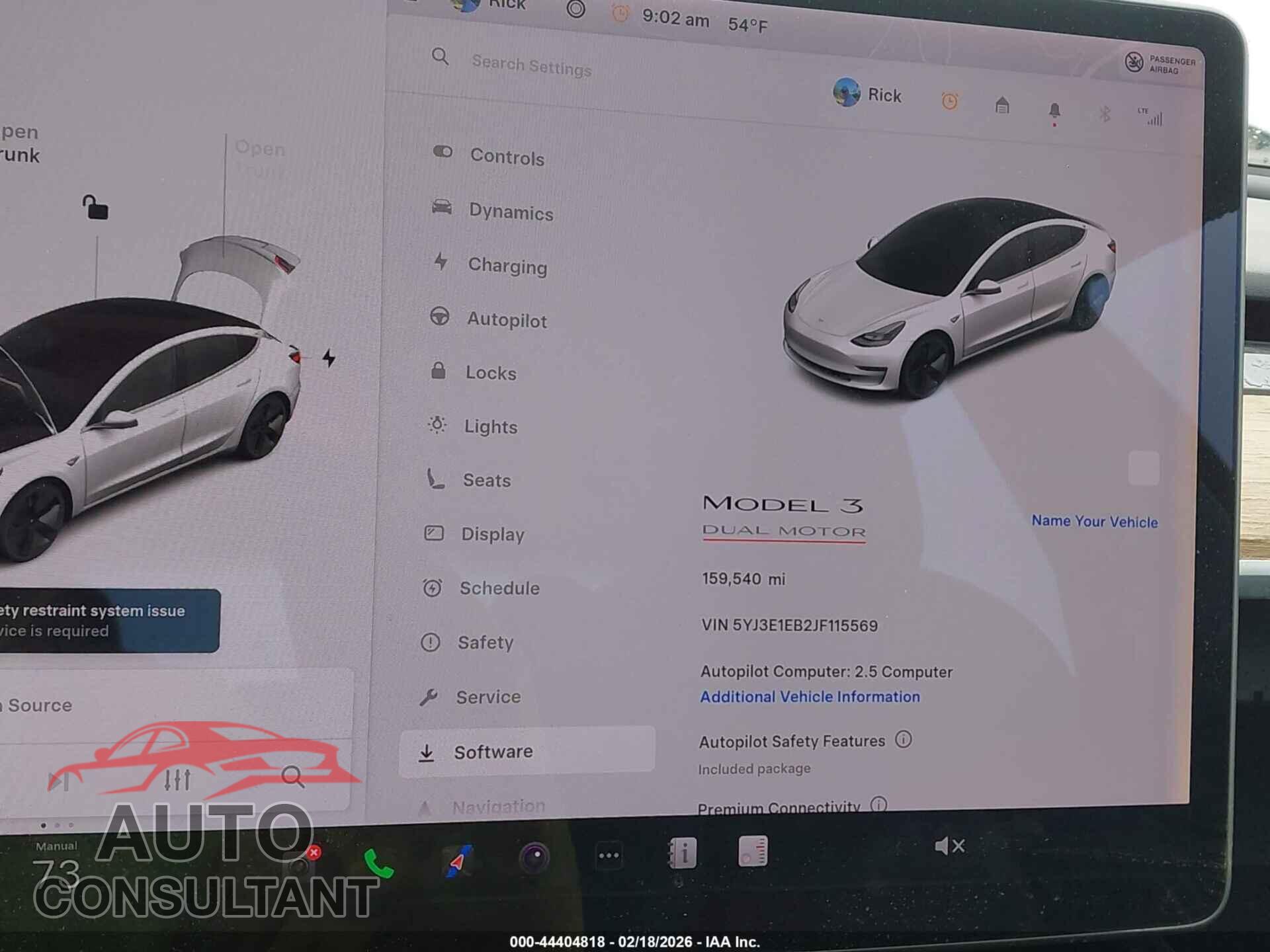 TESLA MODEL 3 2018 - 5YJ3E1EB2JF115569