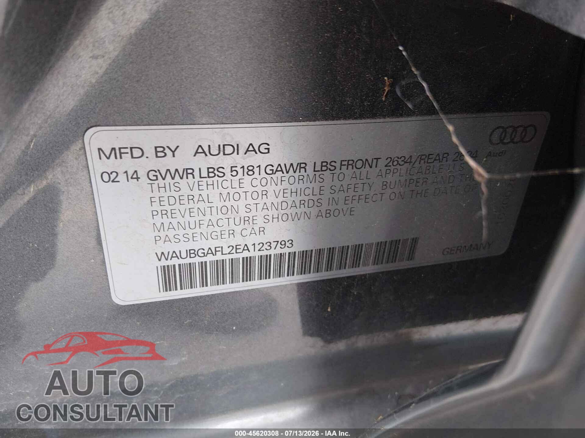 AUDI S4 2014 - WAUBGAFL2EA123793