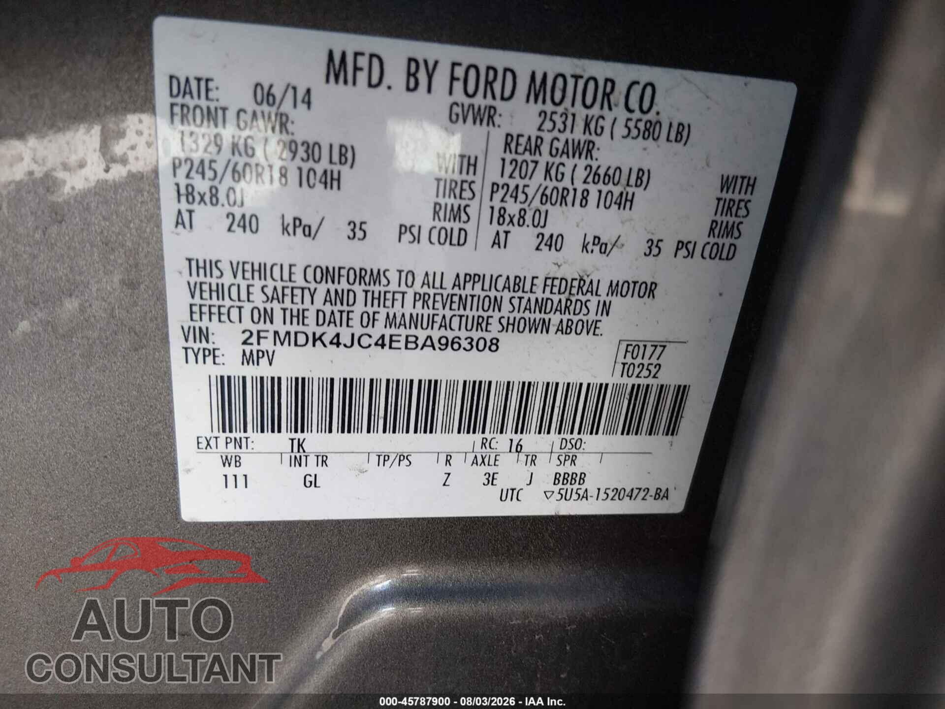FORD EDGE 2014 - 2FMDK4JC4EBA96308