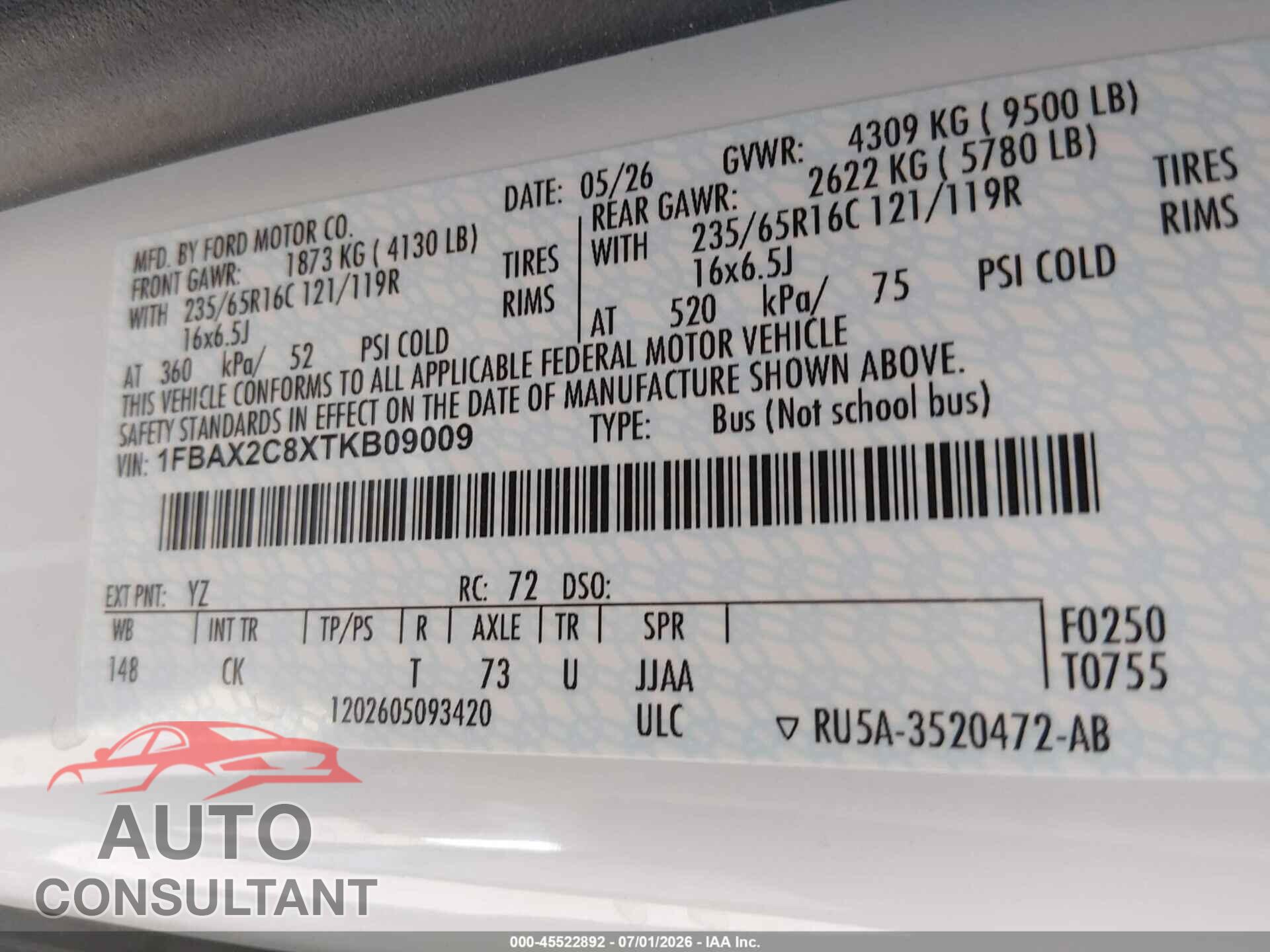 FORD TRANSIT-350 PASSENGER VAN 2026 - 1FBAX2C8XTKB09009