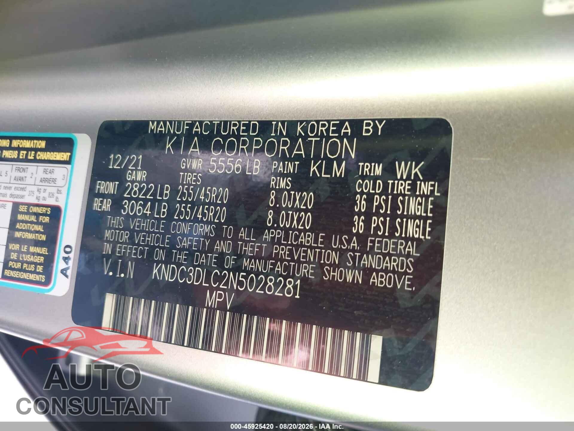 KIA EV6 2022 - KNDC3DLC2N5028281
