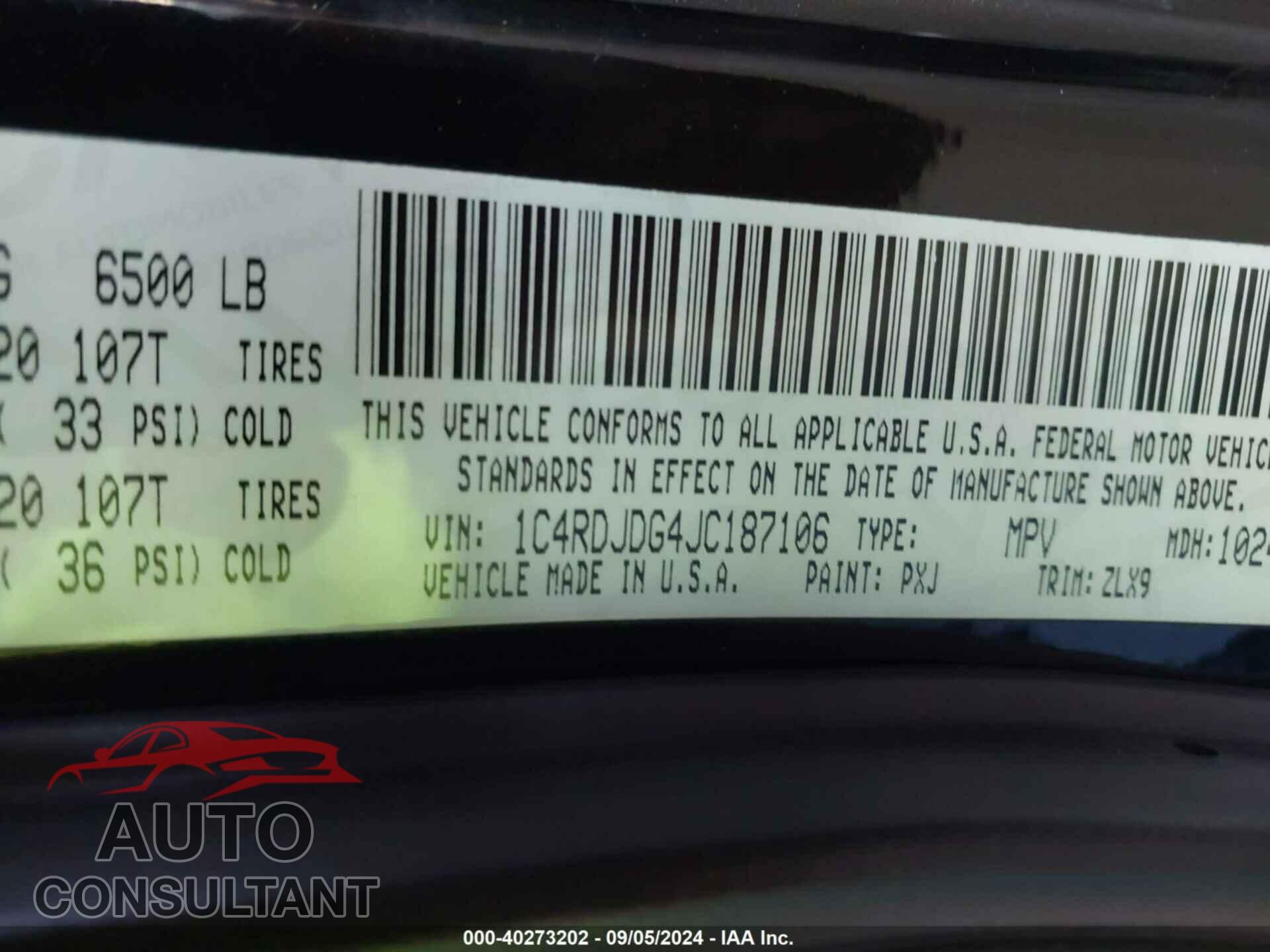 DODGE DURANGO 2018 - 1C4RDJDG4JC187106