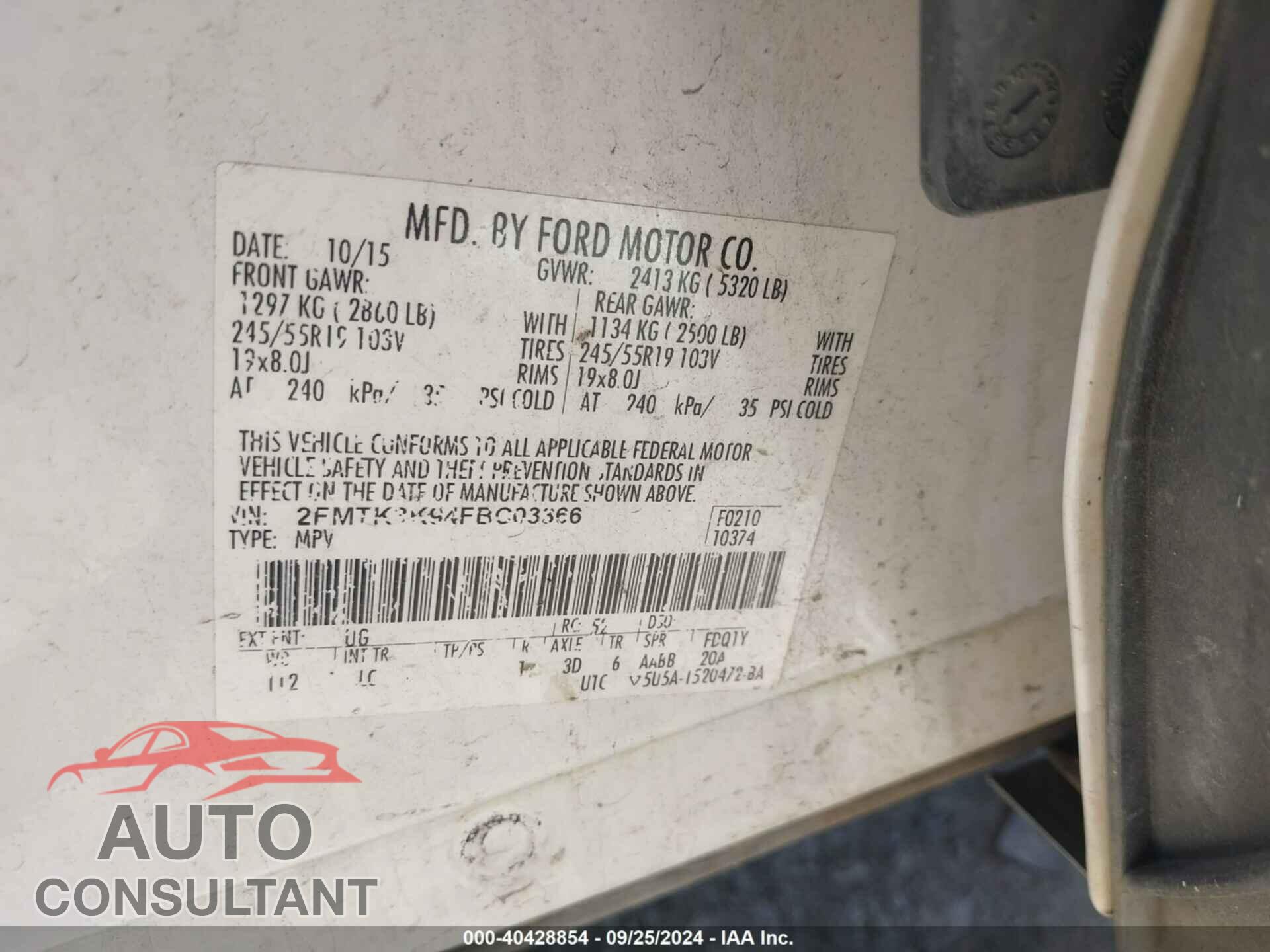 FORD EDGE 2015 - 2FMTK3K94FBC03366
