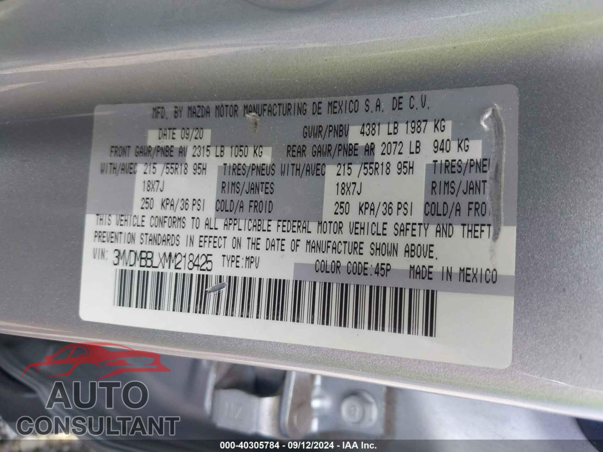 MAZDA CX-30 2021 - 3MVDMBBLXMM218425