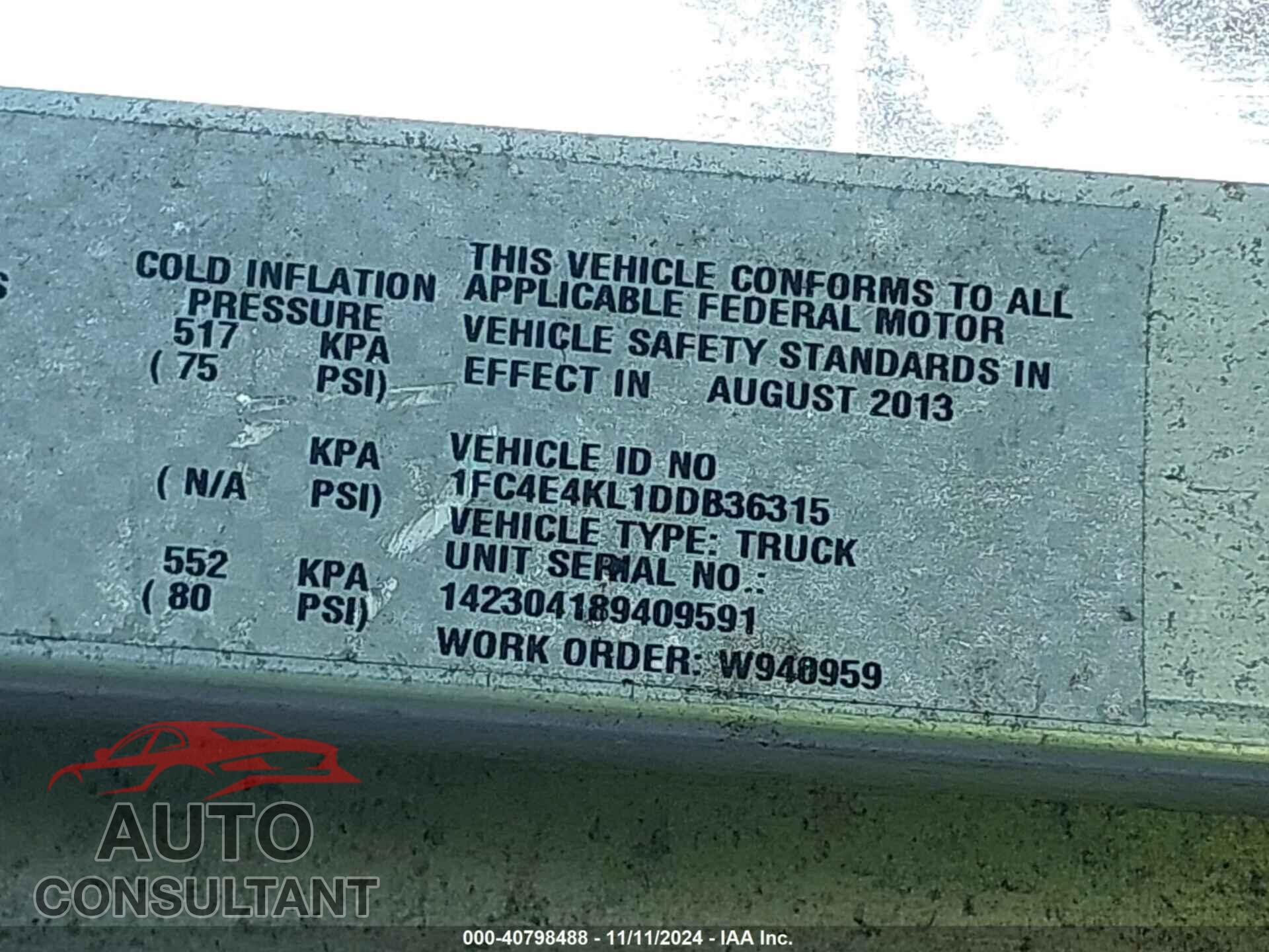 FORD E-450 STRIPPED 2013 - 1FC4E4KL1DDB36315