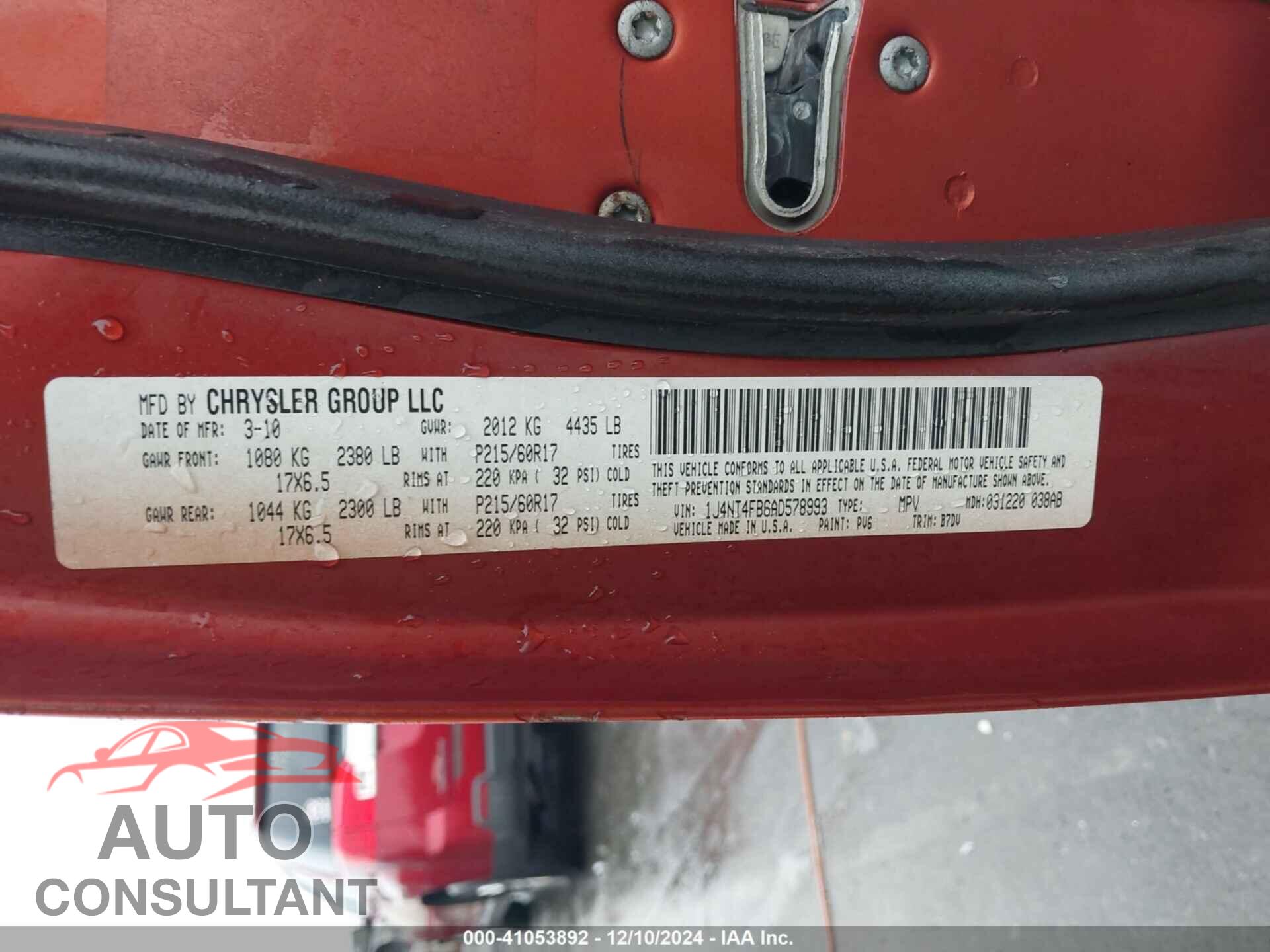 JEEP COMPASS 2010 - 1J4NT4FB6AD578993
