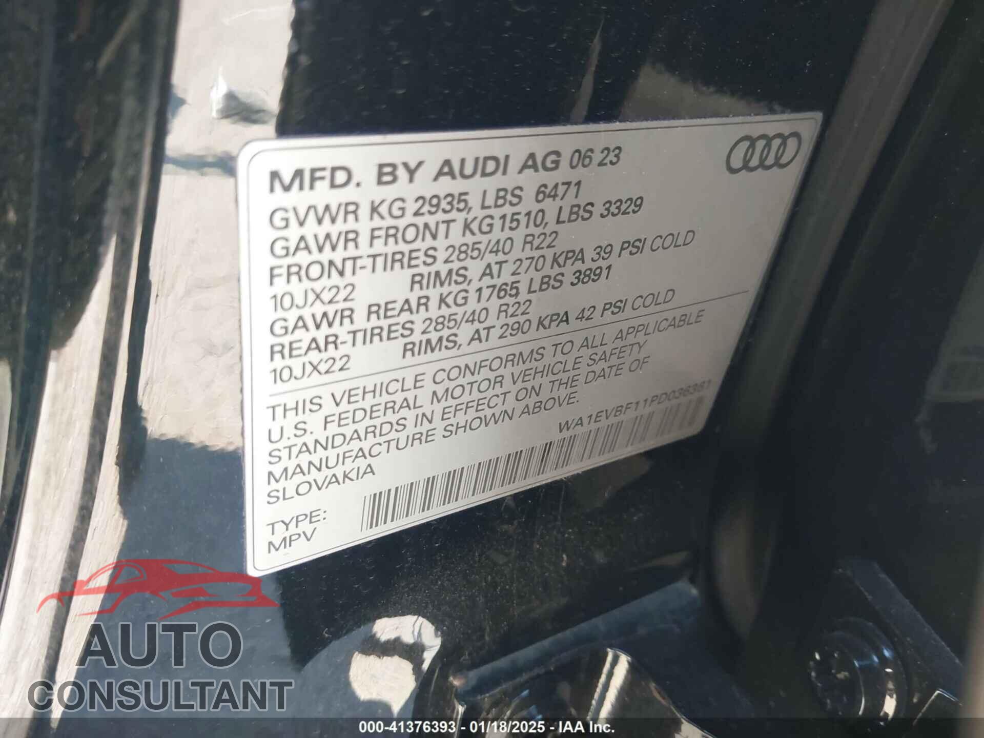 AUDI Q8 2023 - WA1EVBF11PD036361