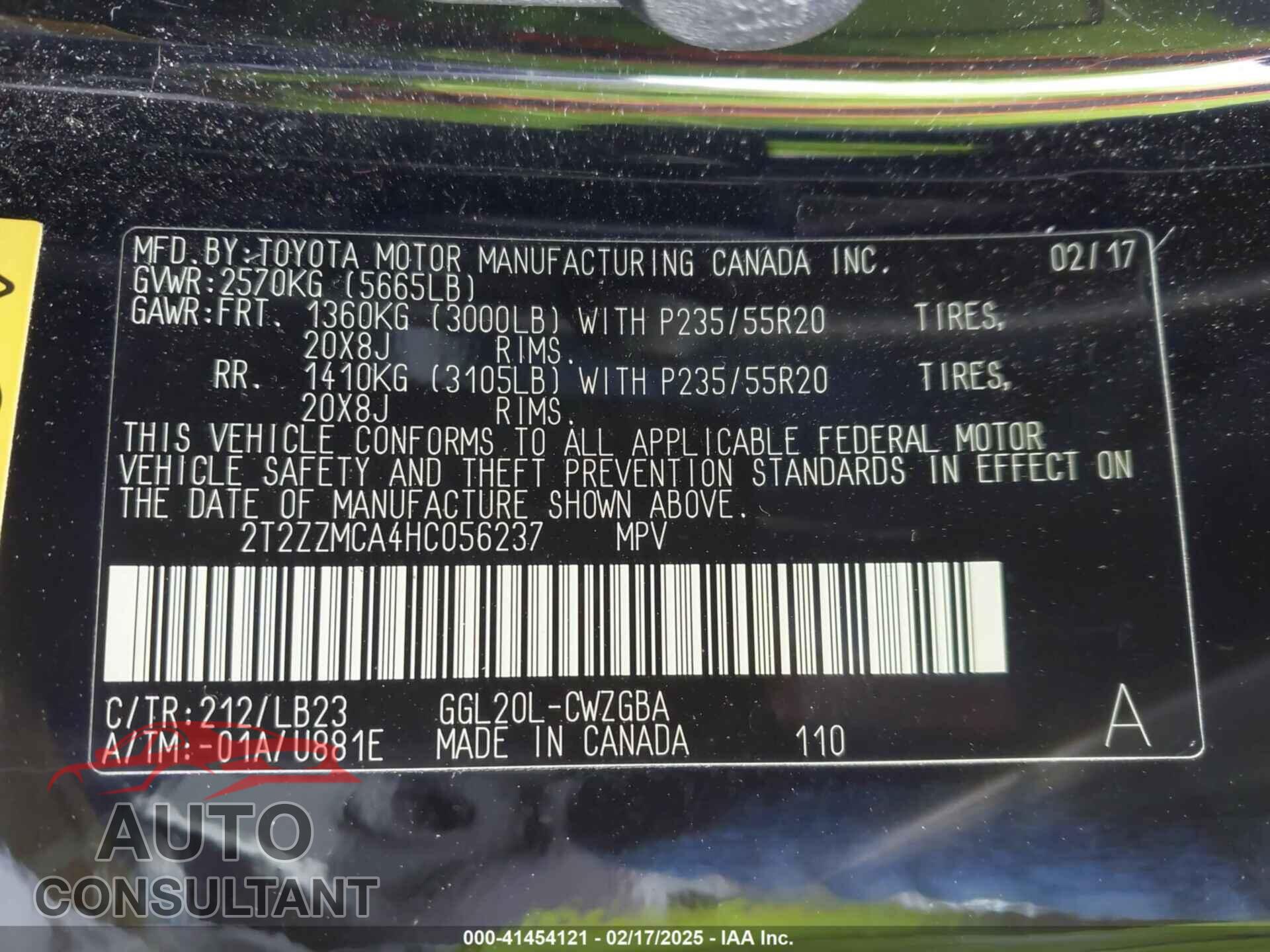 LEXUS RX 350 2017 - 2T2ZZMCA4HC056237
