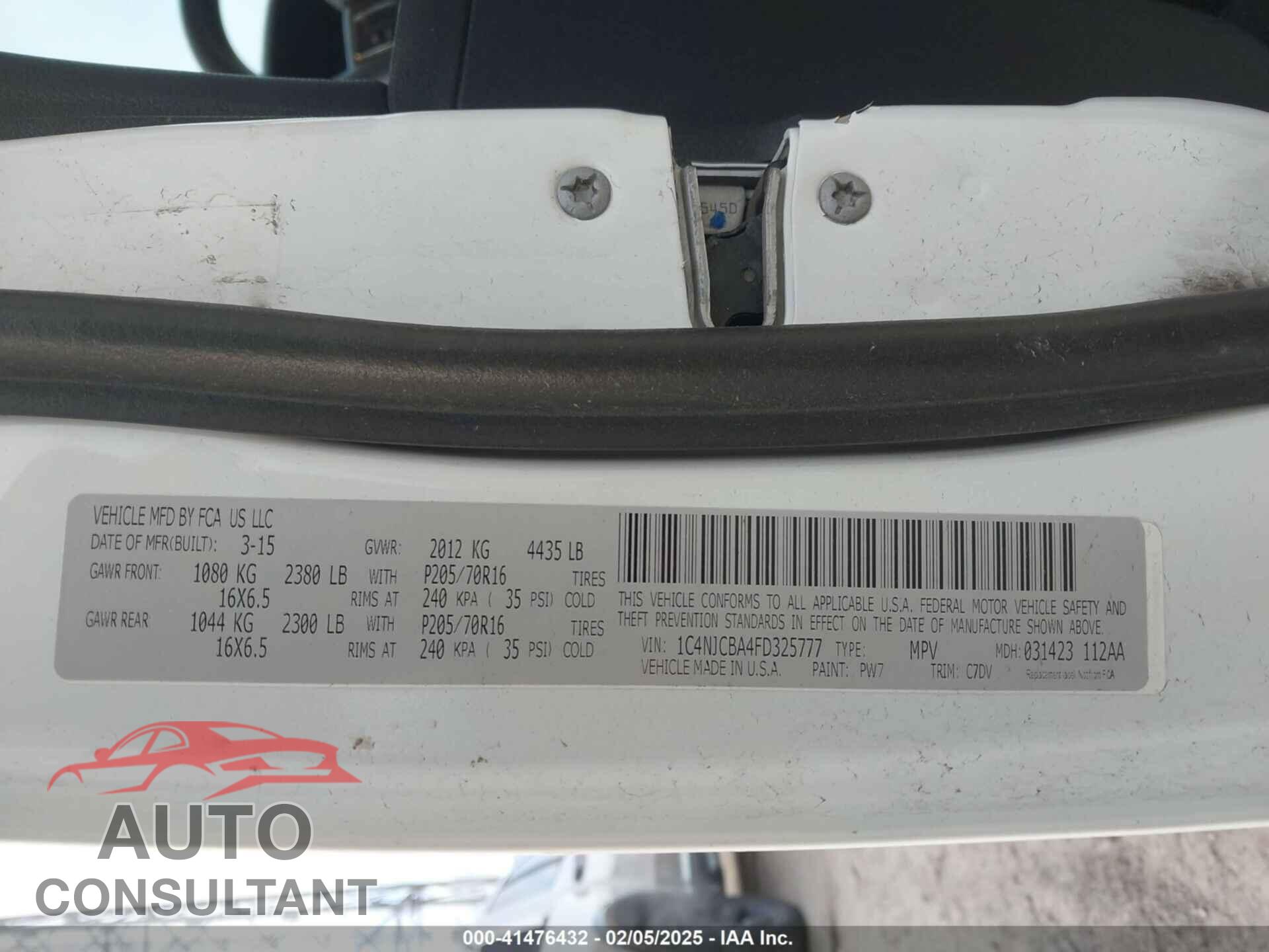 JEEP COMPASS 2015 - 1C4NJCBA4FD325777