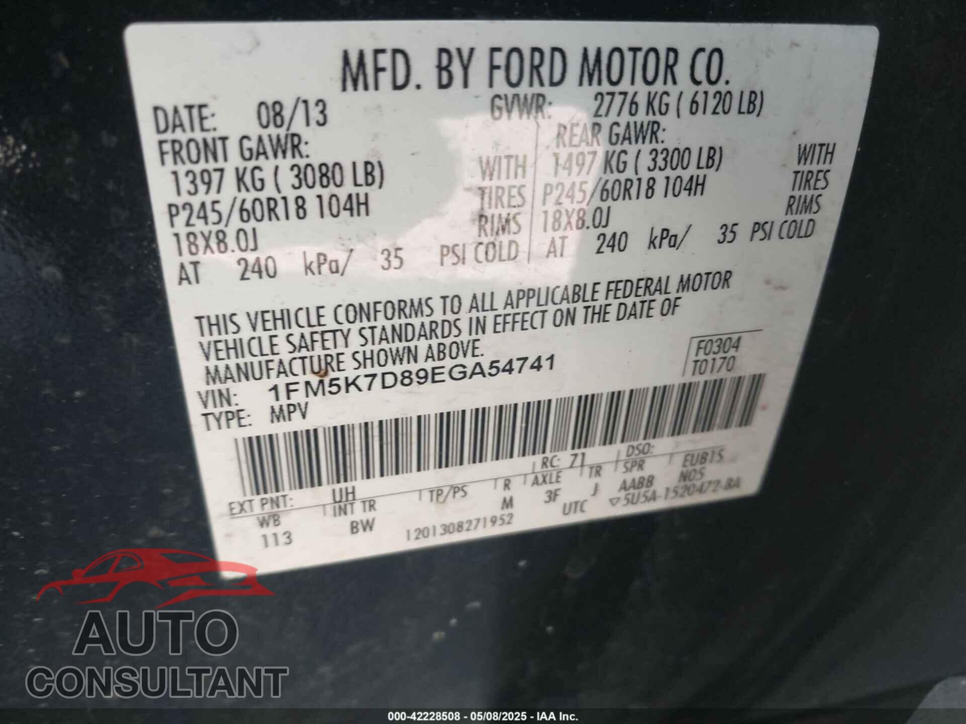 FORD EXPLORER 2014 - 1FM5K7D89EGA54741