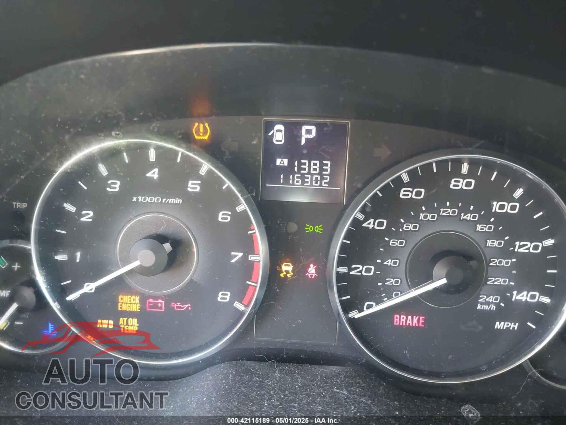 SUBARU OUTBACK 2012 - 4S4BRBCC3C3294833